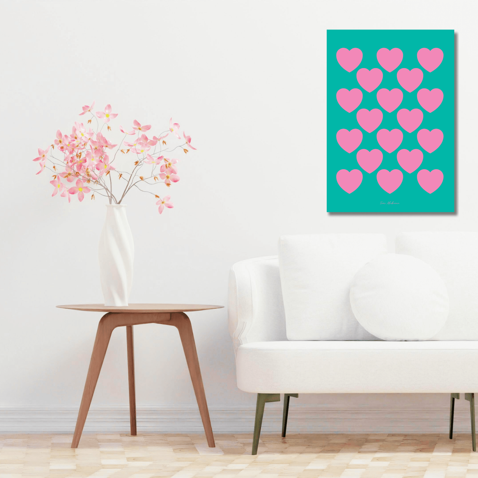 DIGITAL WALL ART - ELLIE LOVE pink mint