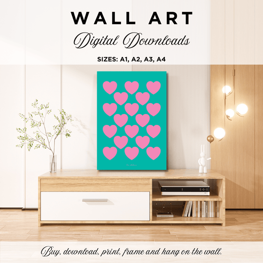 DIGITAL WALL ART - ELLIE LOVE pink mint