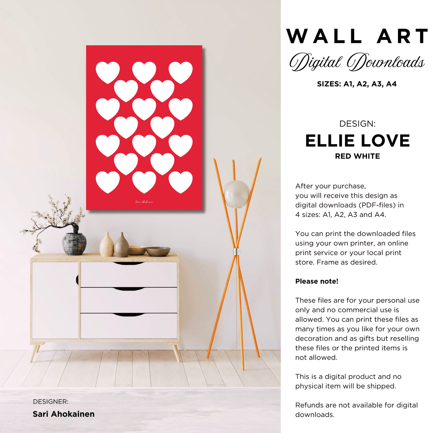 DIGITAL WALL ART - ELLIE LOVE red white