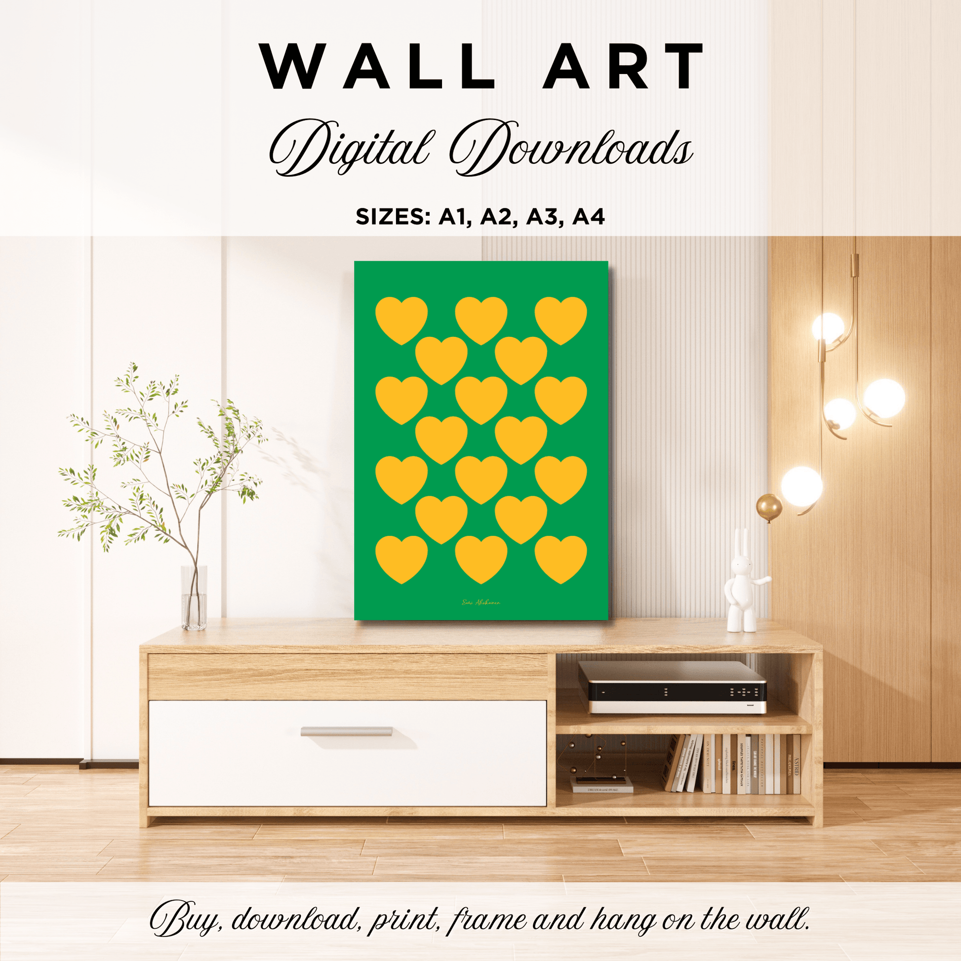 DIGITAL WALL ART - ELLIE LOVE yellow green