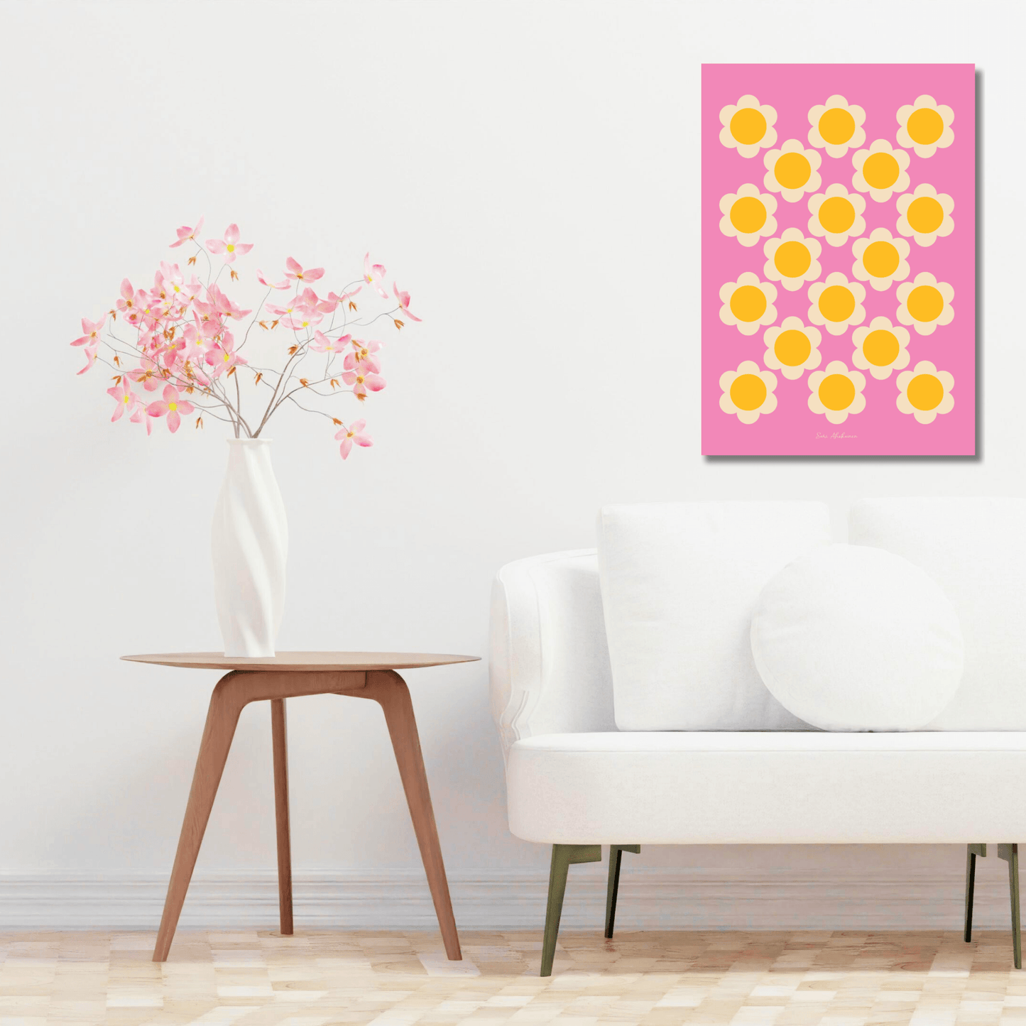 DIGITAL WALL ART - ELLIE yellow pink - Classic floral print