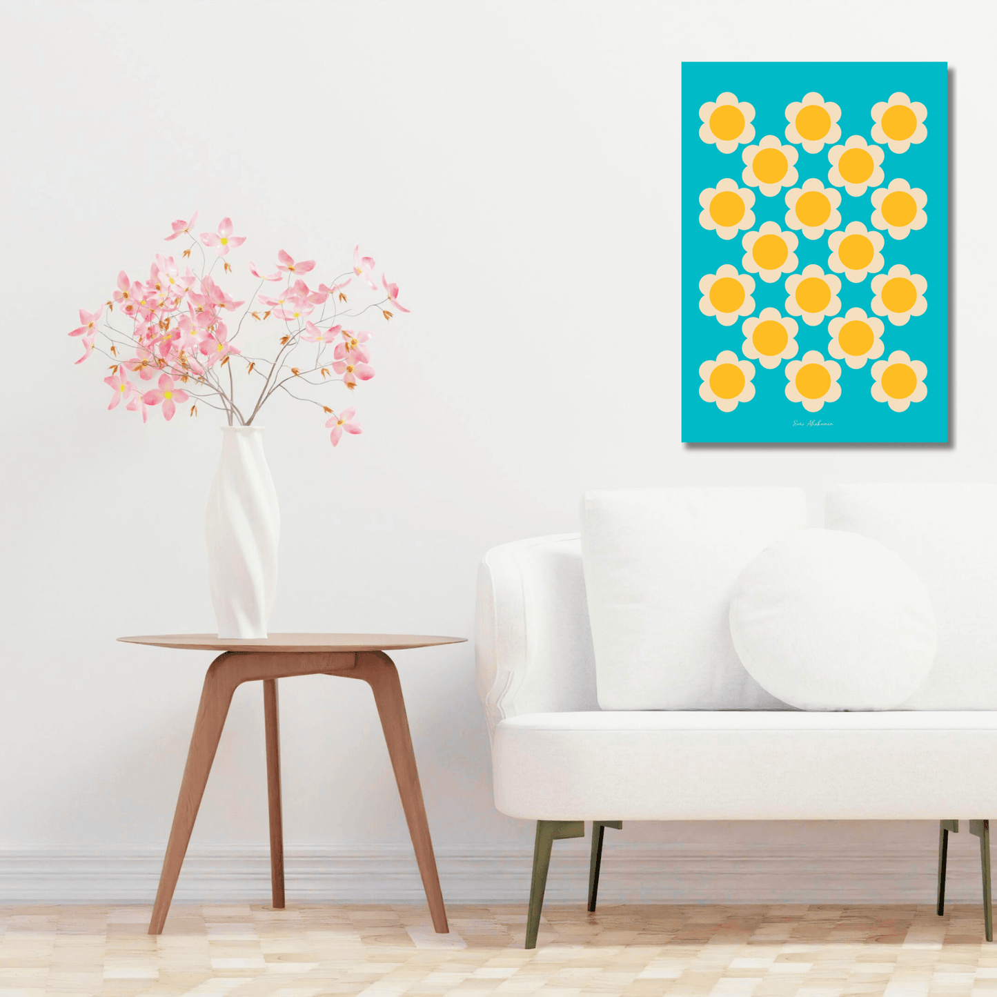 DIGITAL WALL ART - ELLIE yellow turquoise - Classic floral print