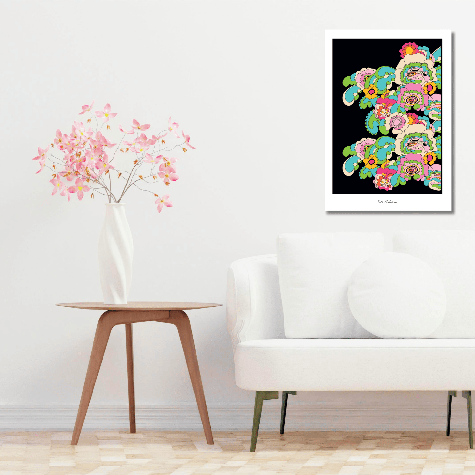DIGITAL WALL ART - GROOVY KURBITS pastel - Folk floral print