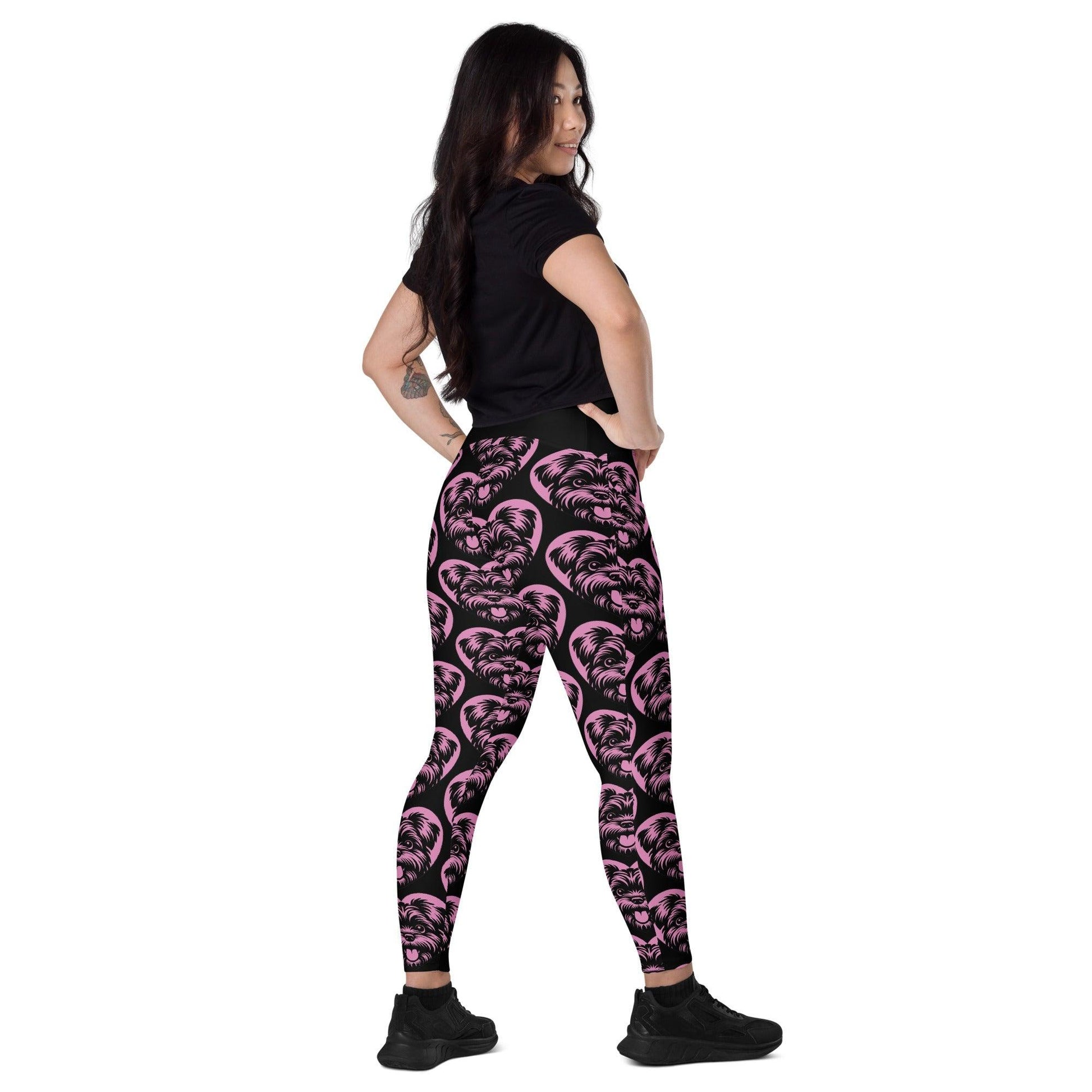 Dog breed leggings with pockets - AFFENPINSCHER - HERTTAHOUND - pink