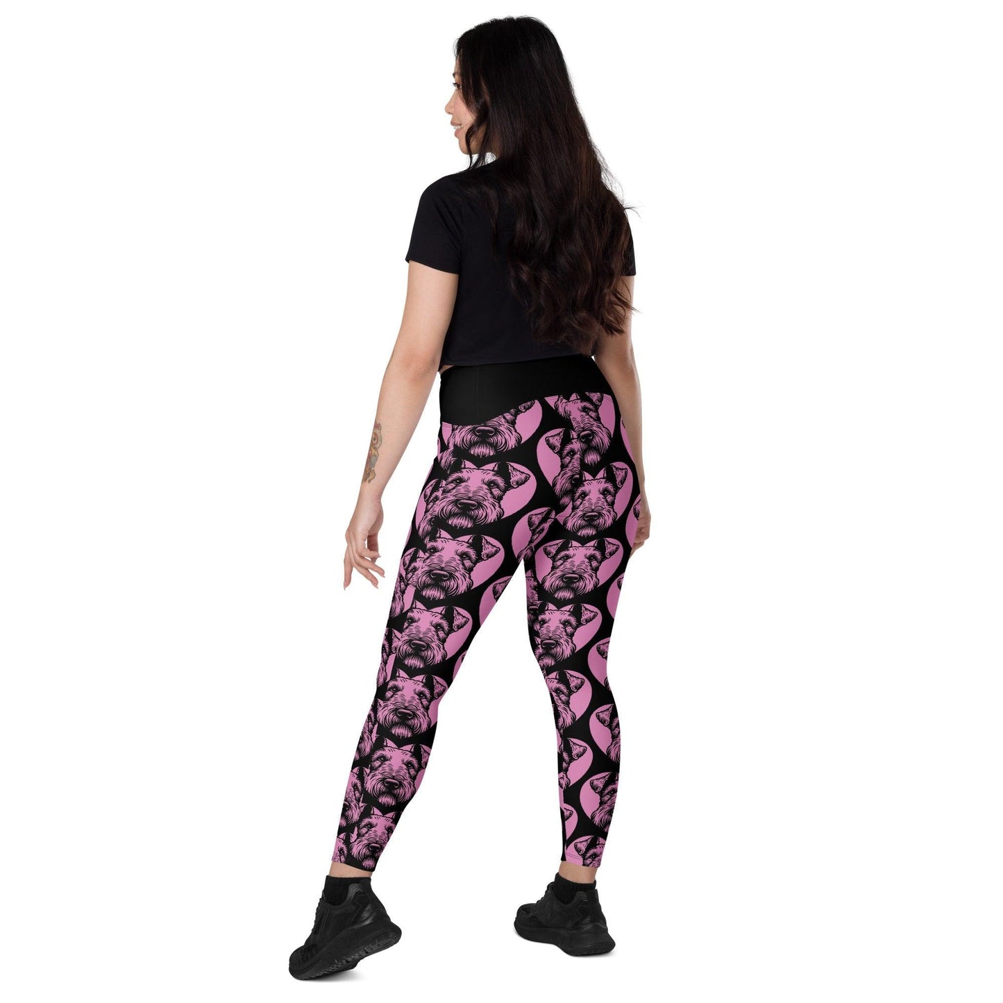 Dog breed leggings with pockets - AIREDALE TERRIER - HERTTAHOUND - pink