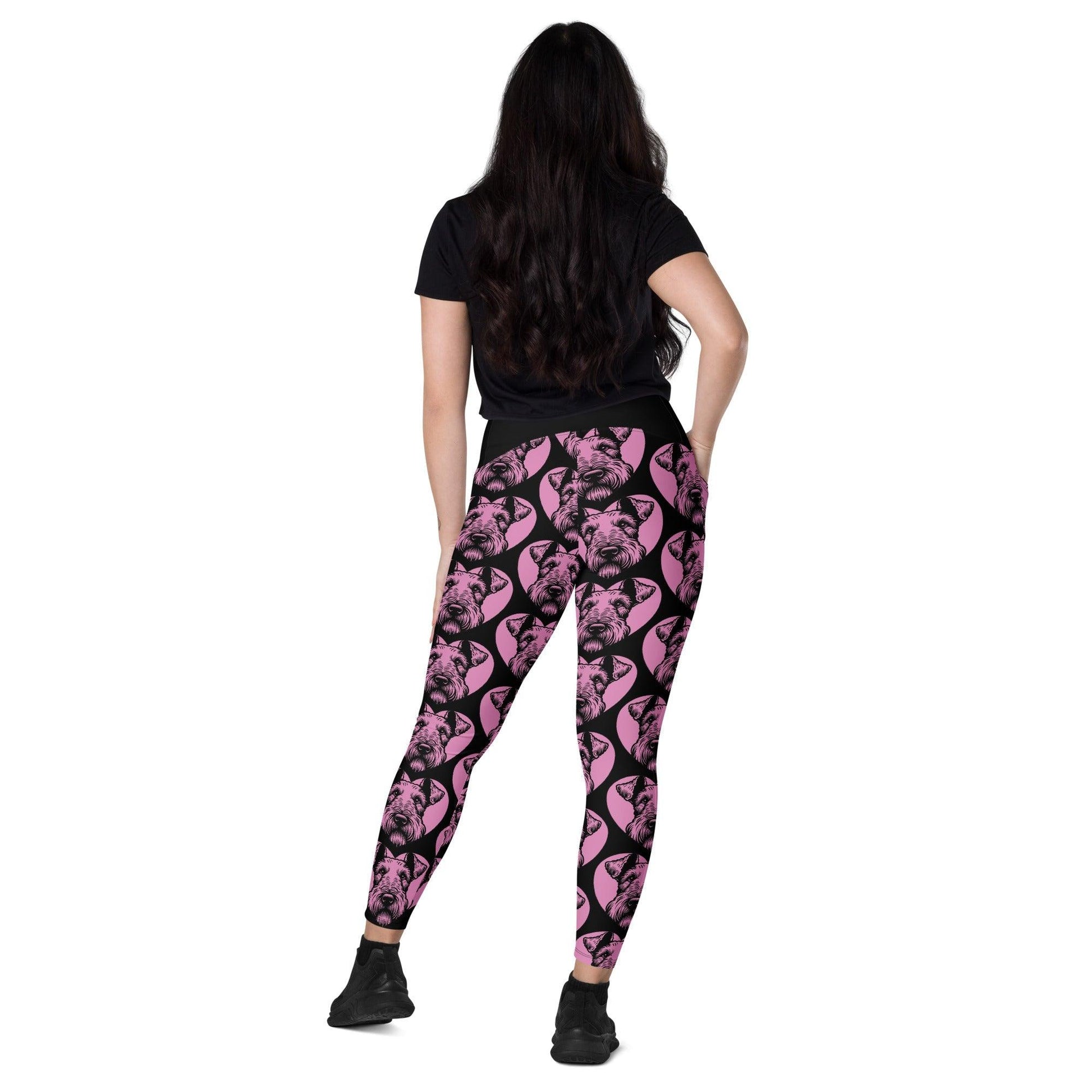 Dog breed leggings with pockets - AIREDALE TERRIER - HERTTAHOUND - pink