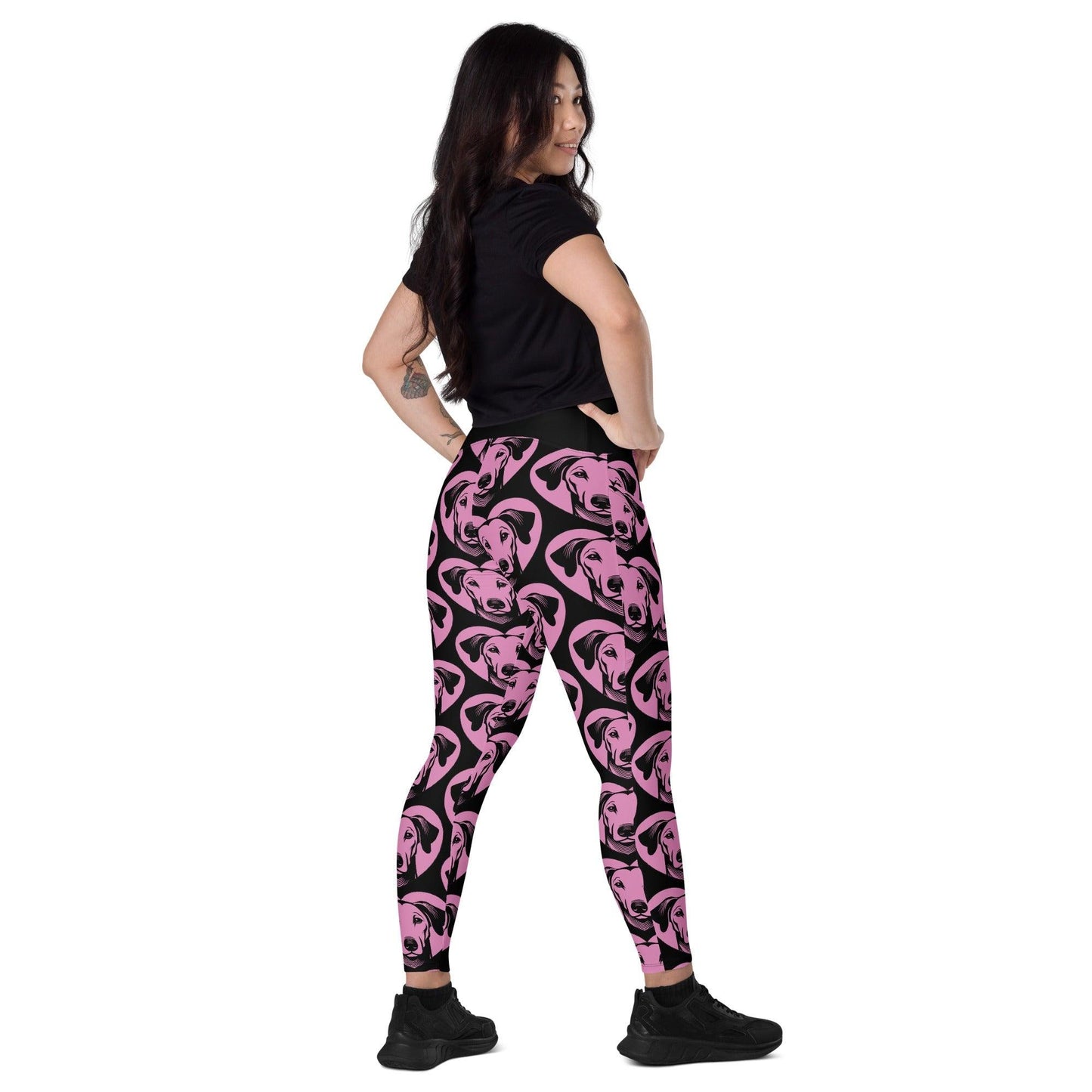 Dog breed leggings with pockets - AZAWAKH - HERTTAHOUND - pink