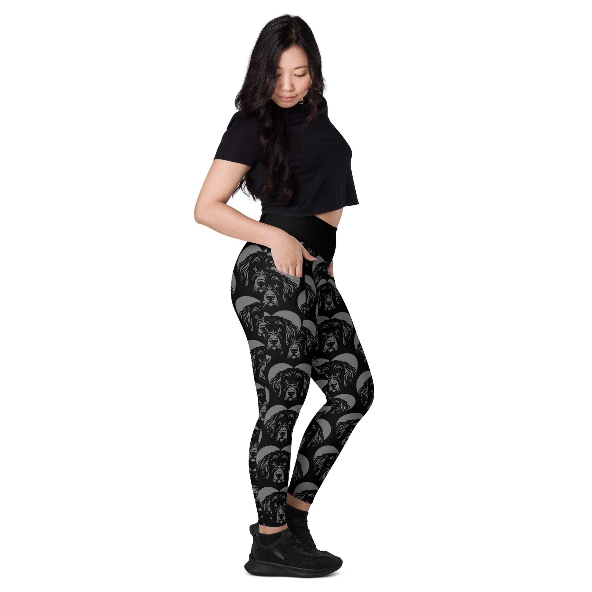 Dog breed leggings with pockets - BERGAMASCO SHEEPDOG - HERTTAHOUND - grey