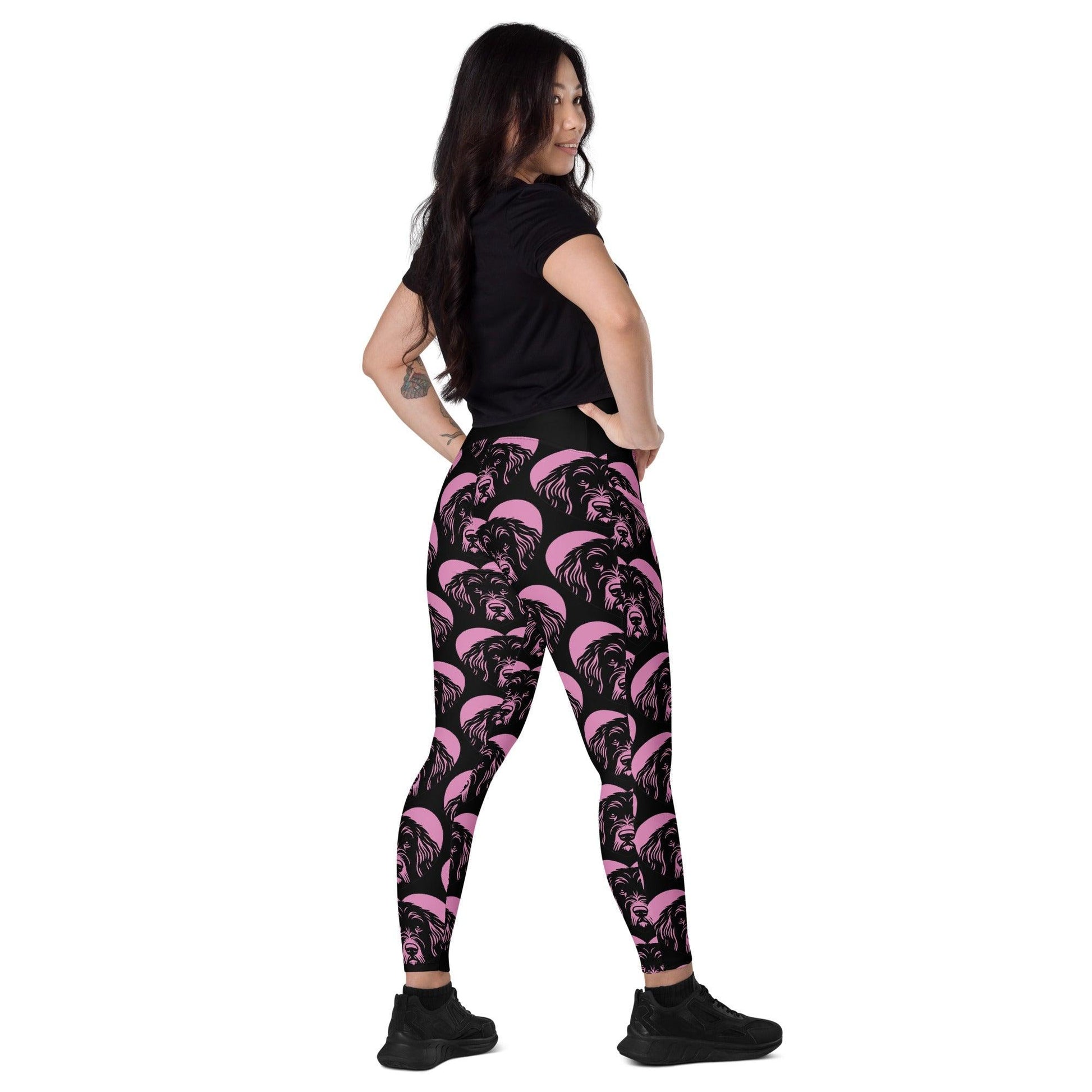 Dog breed leggings with pockets - BERGAMASCO SHEEPDOG - HERTTAHOUND - pink