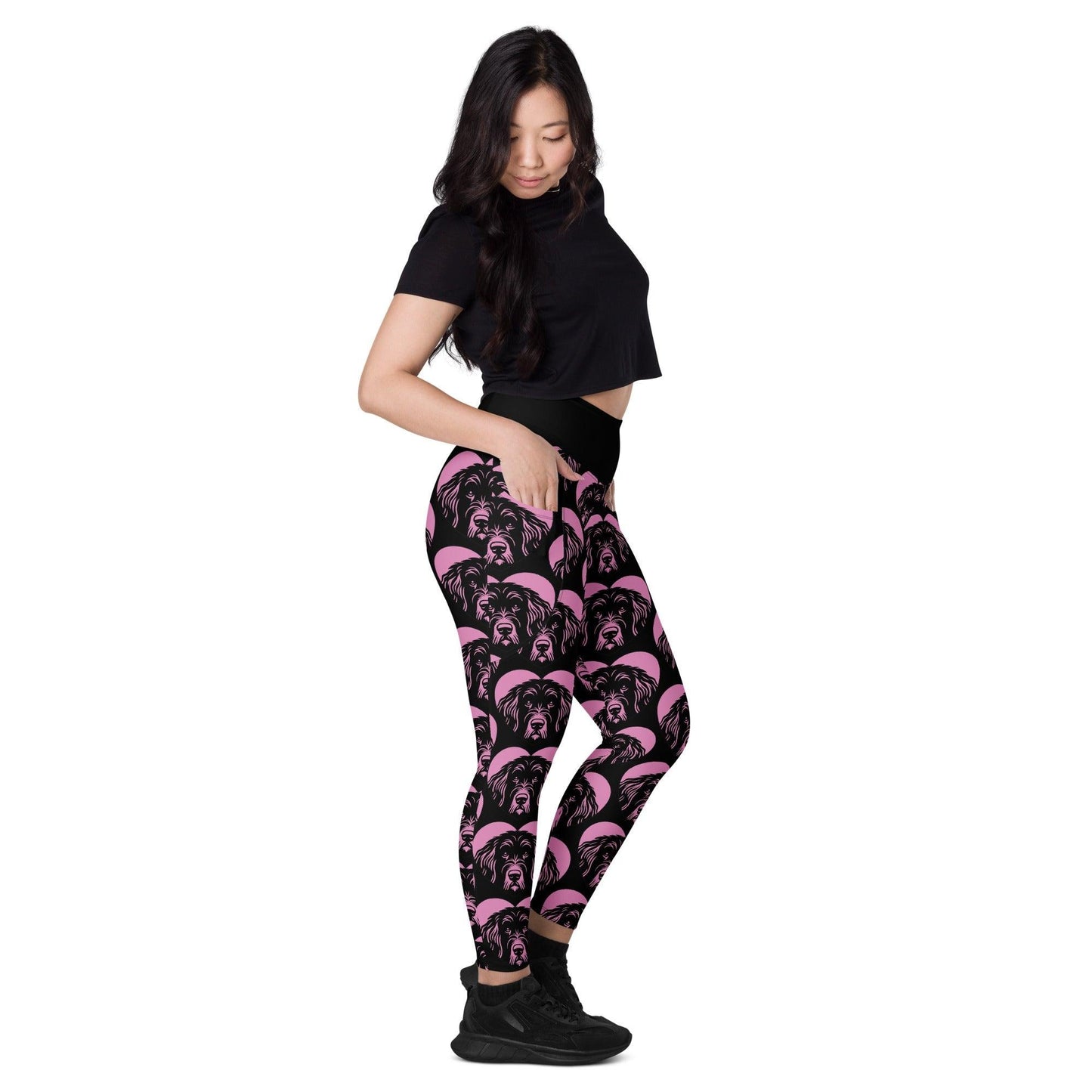 Dog breed leggings with pockets - BERGAMASCO SHEEPDOG - HERTTAHOUND - pink