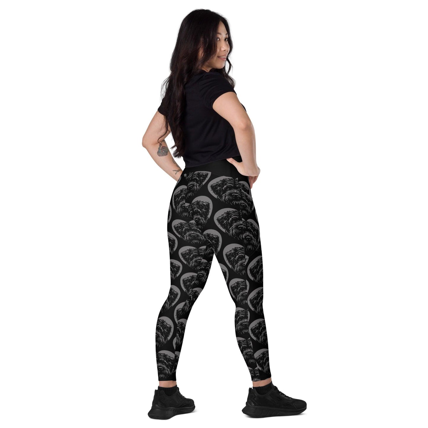 Dog breed leggings with pockets - BOUVIER DES FLANDRES - HERTTAHOUND - grey