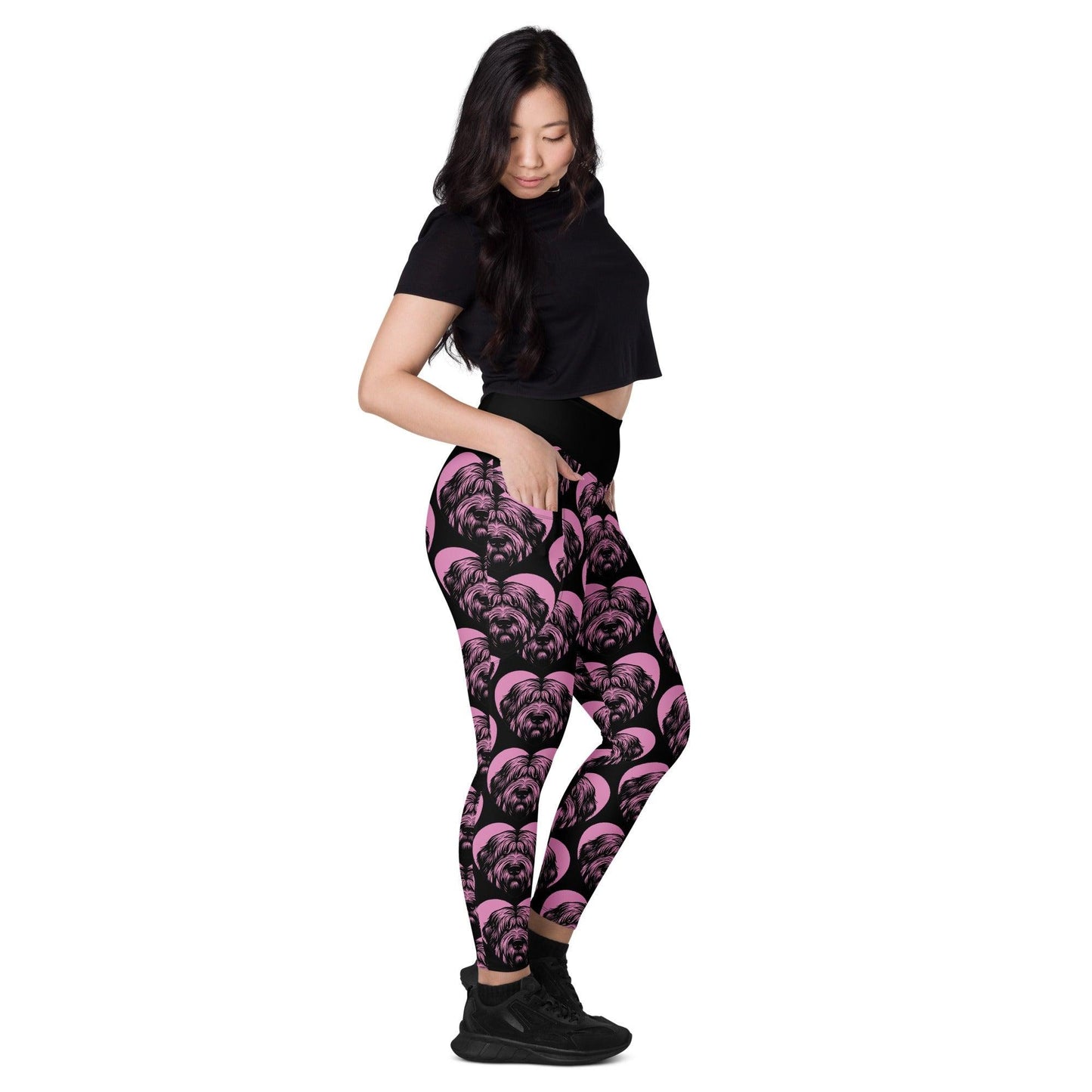 Dog breed leggings with pockets - BRIARD - HERTTAHOUND - pink