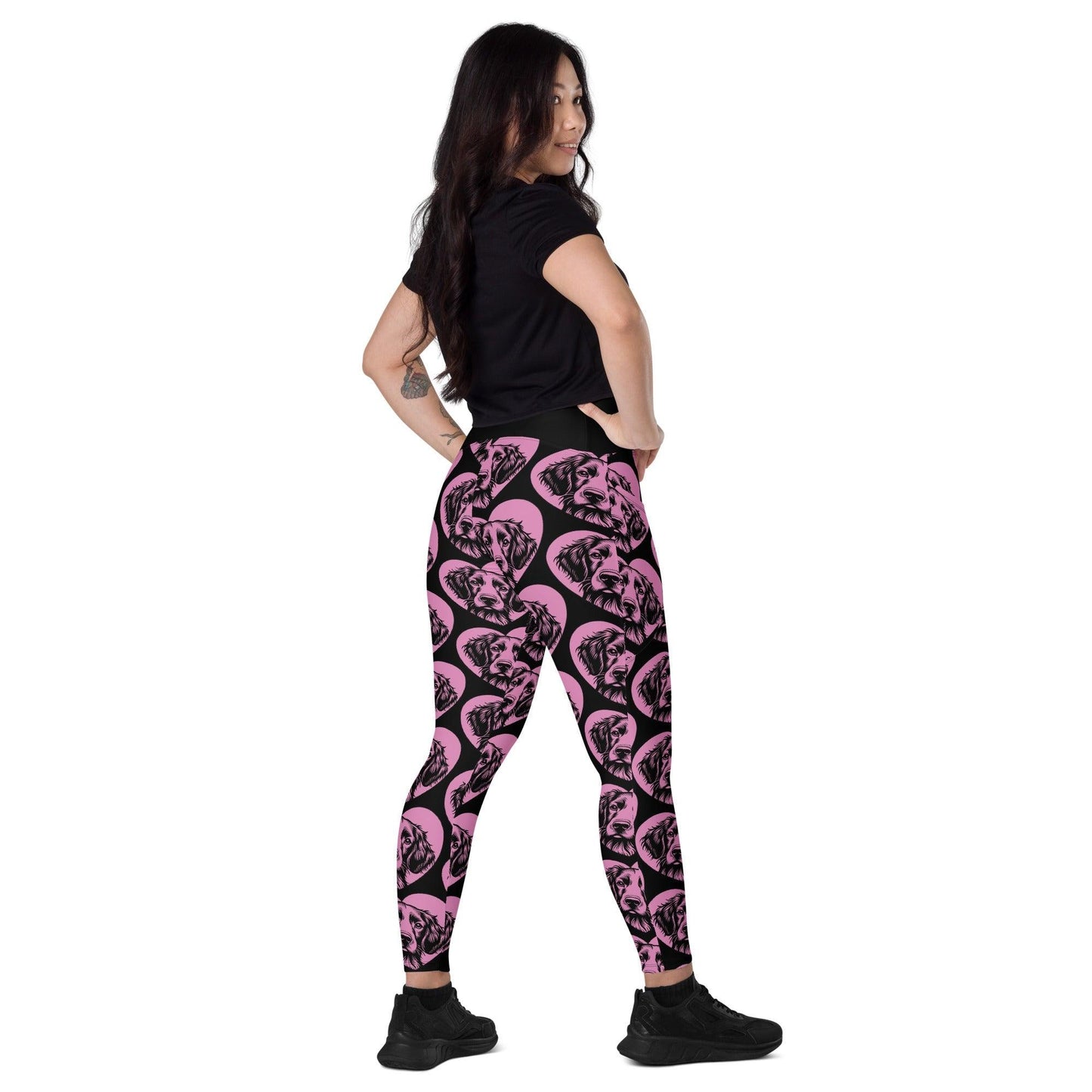 Dog breed leggings with pockets - BRITTANY SPANIEL - HERTTAHOUND - pink
