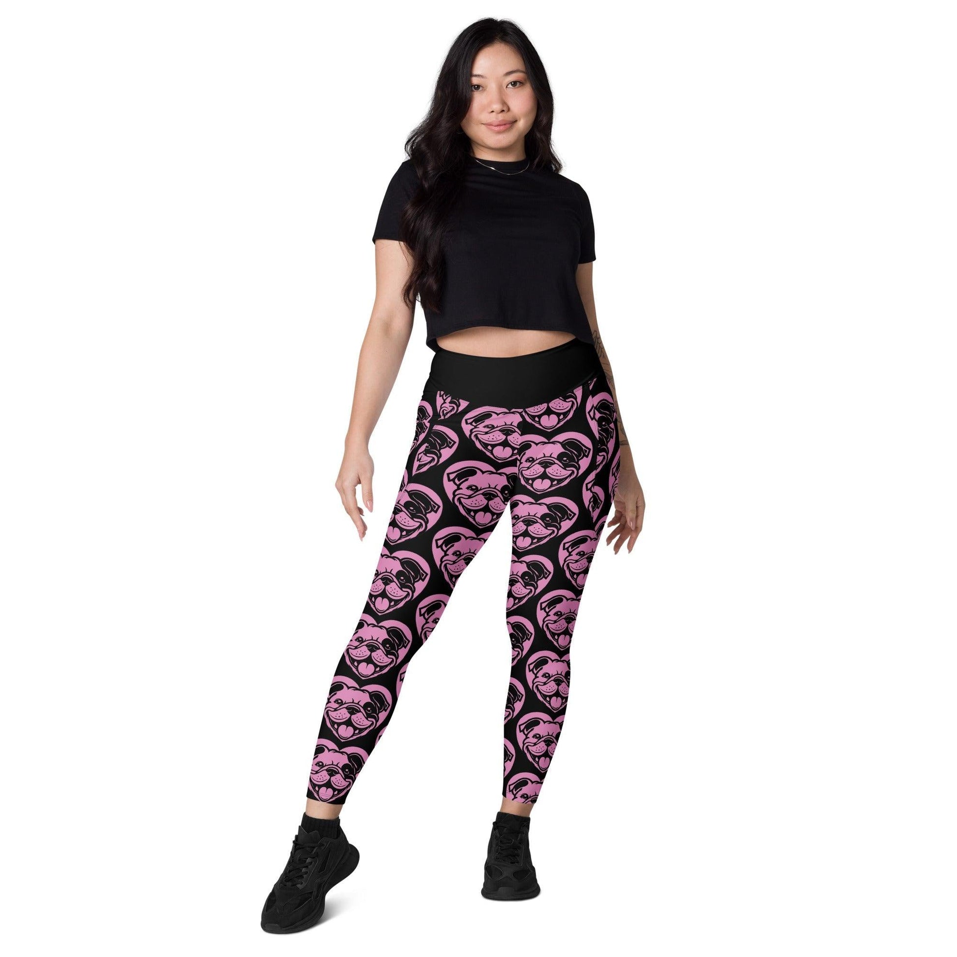 Dog breed leggings with pockets - BULLDOG ENGLISH BOSTON - HERTTAHOUND - pink