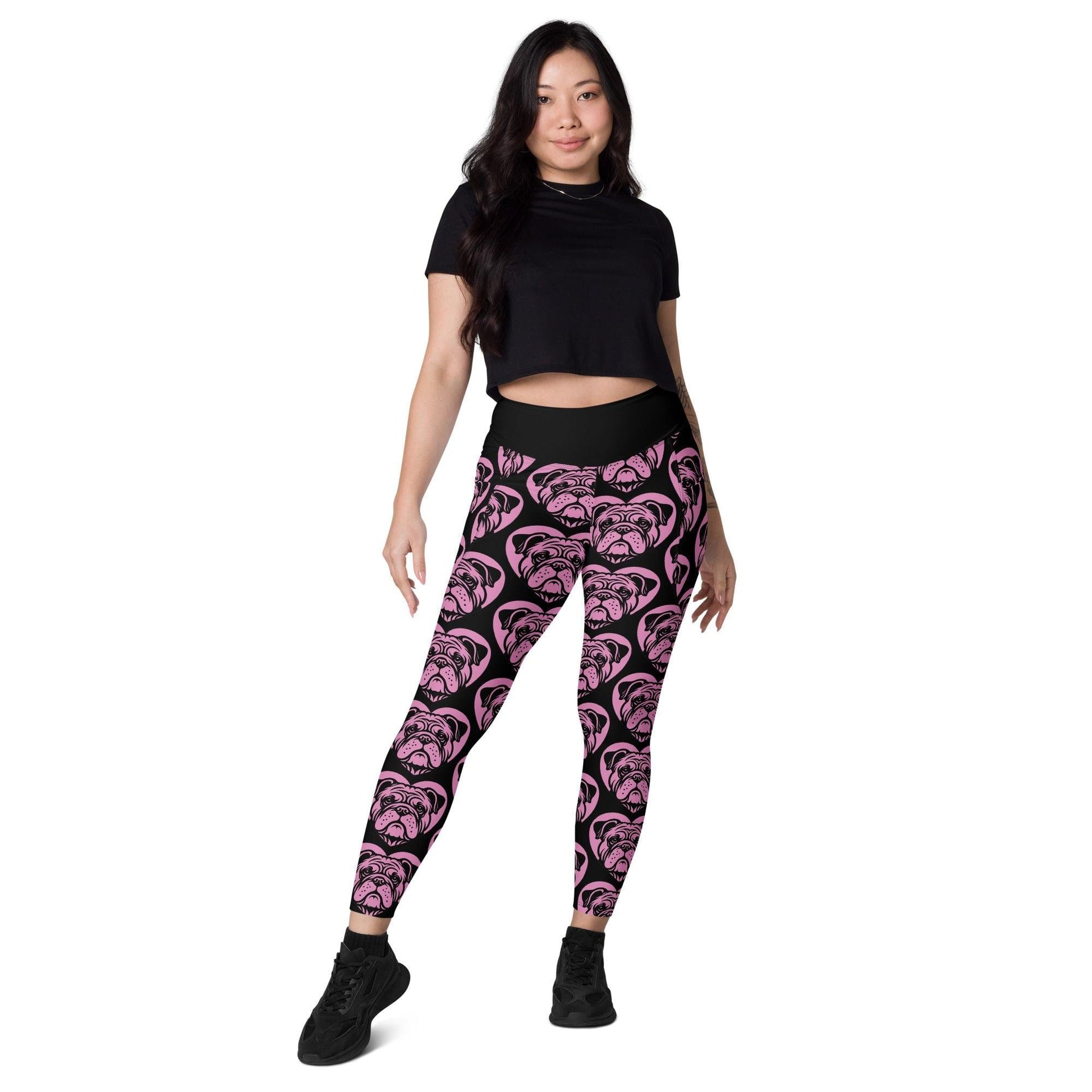 Dog breed leggings with pockets - BULLDOG - HERTTAHOUND - pink