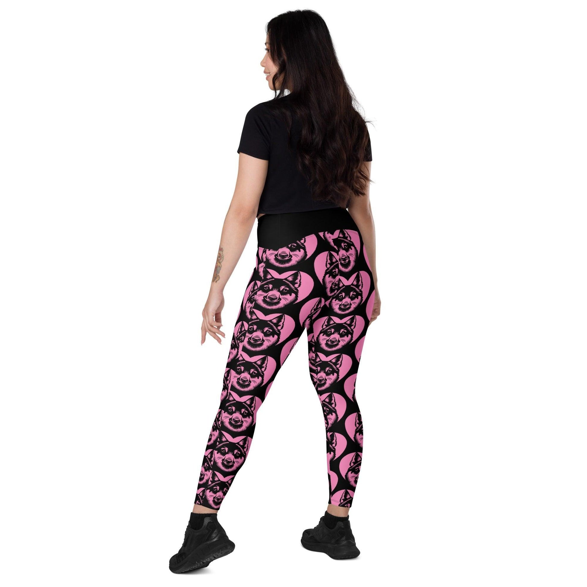 Dog breed leggings with pockets - CESKOSLOVENSKÝ VLCIÀK - HERTTAHOUND - pink