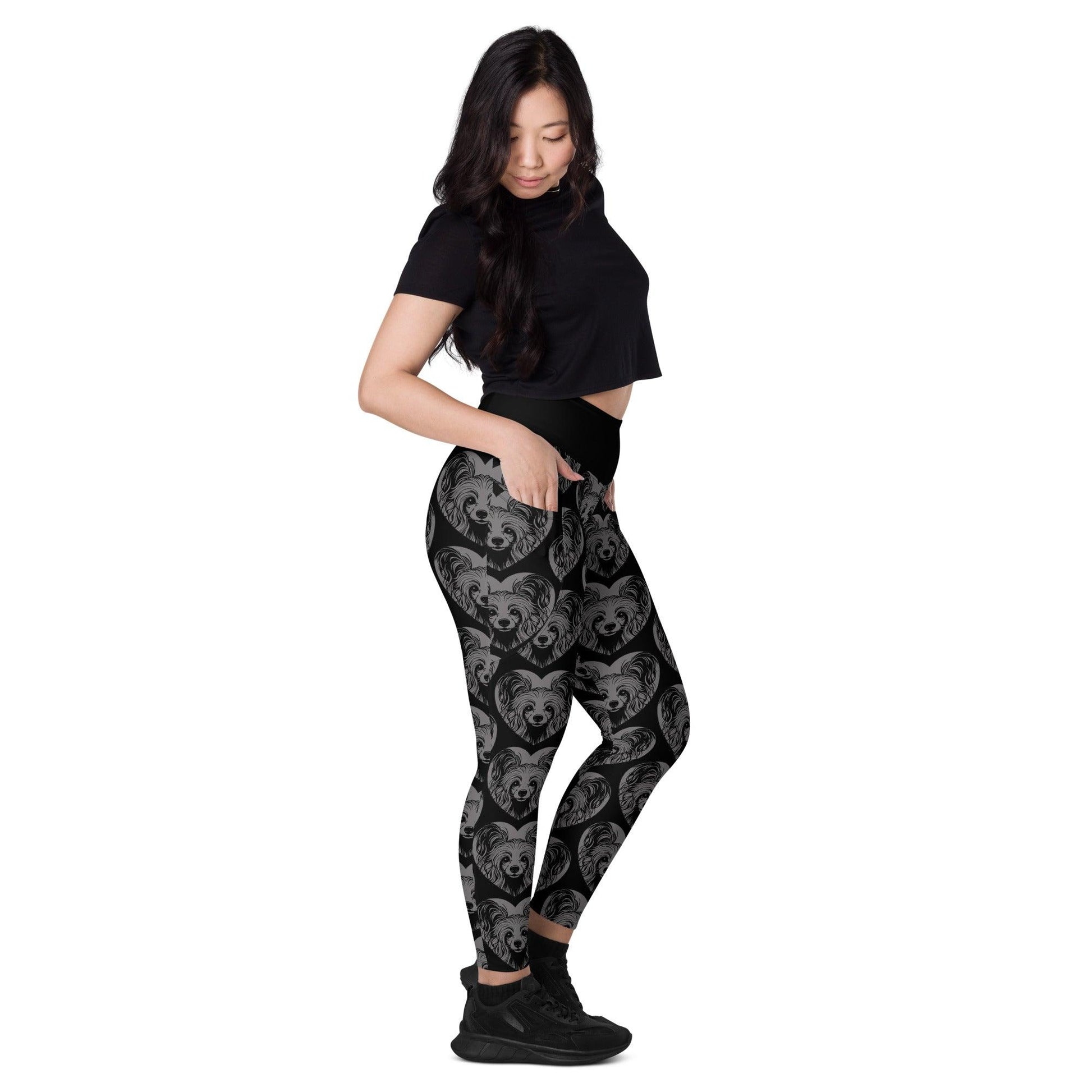 Dog breed leggings with pockets - CHINESE CRESTED DOG 2 - HERTTAHOUND - grey
