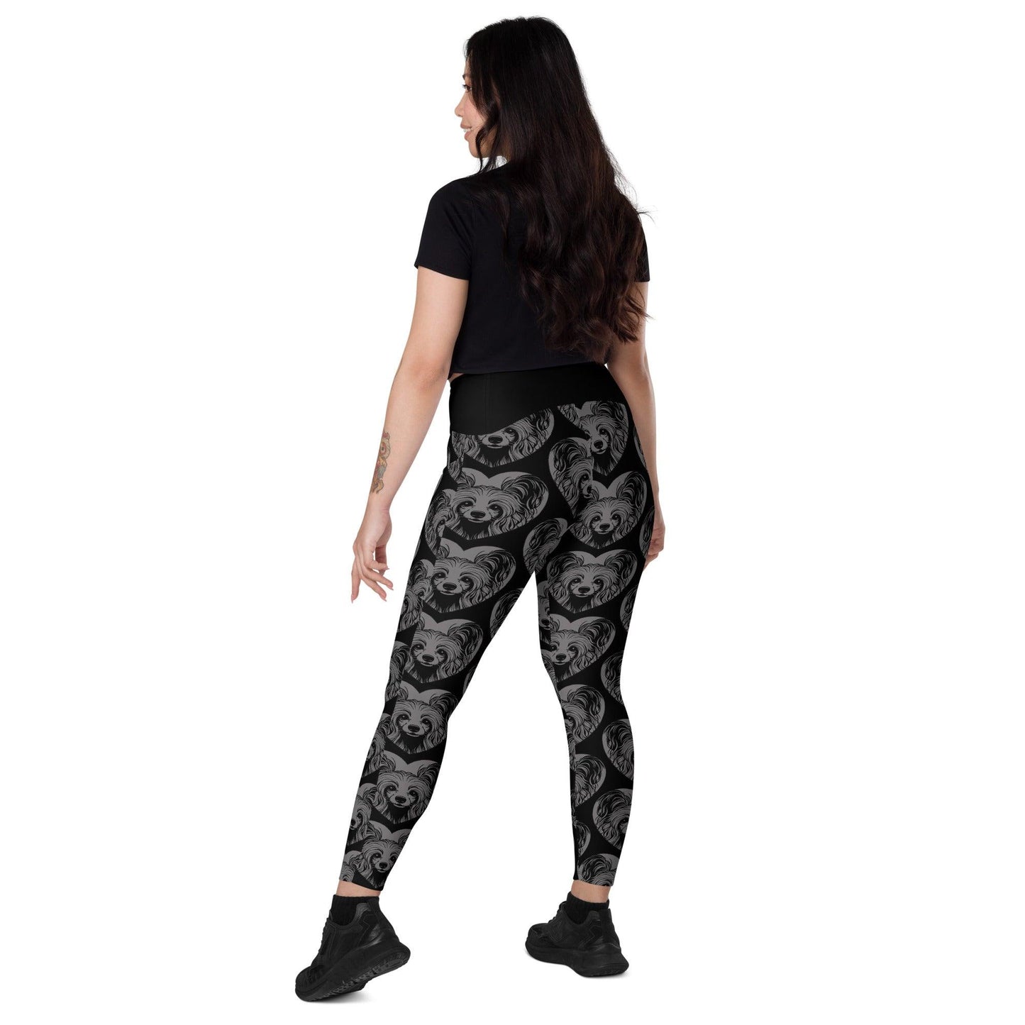 Dog breed leggings with pockets - CHINESE CRESTED DOG 2 - HERTTAHOUND - grey