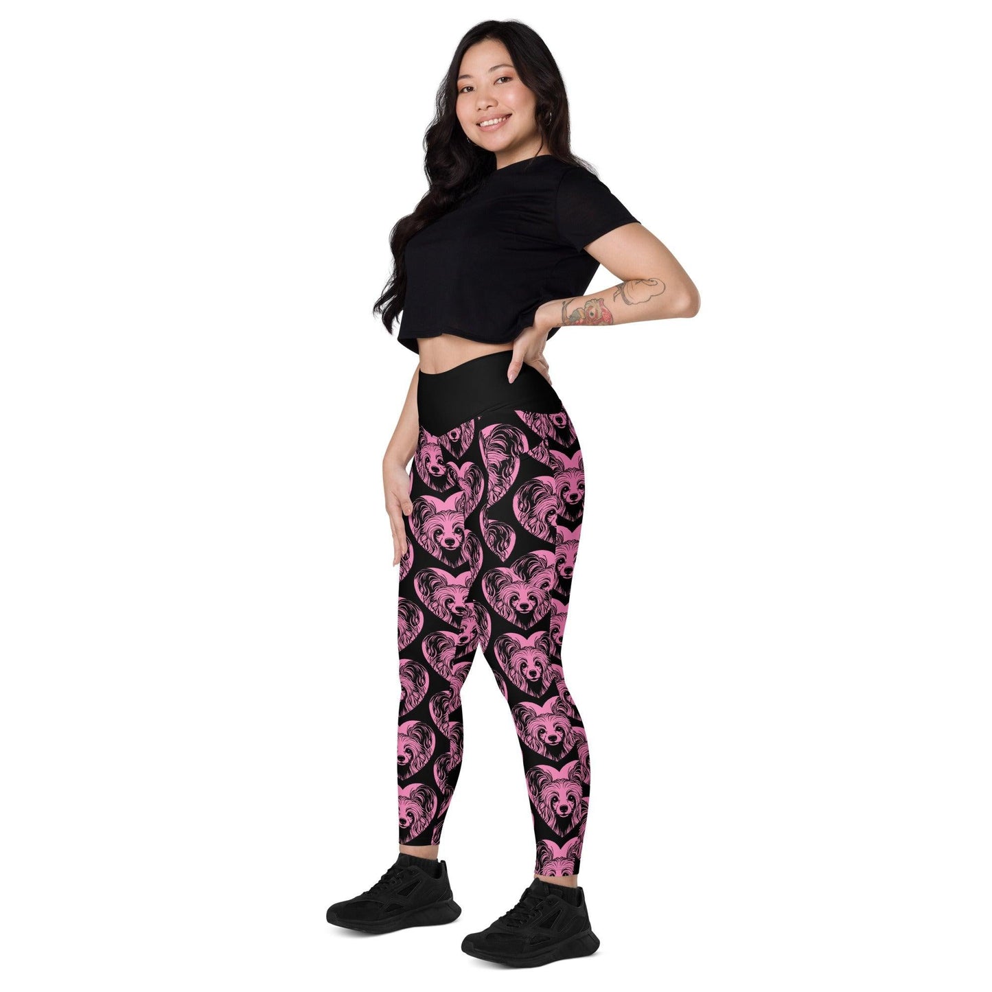 Dog breed leggings with pockets - CHINESE CRESTED DOG 2 - HERTTAHOUND - pink