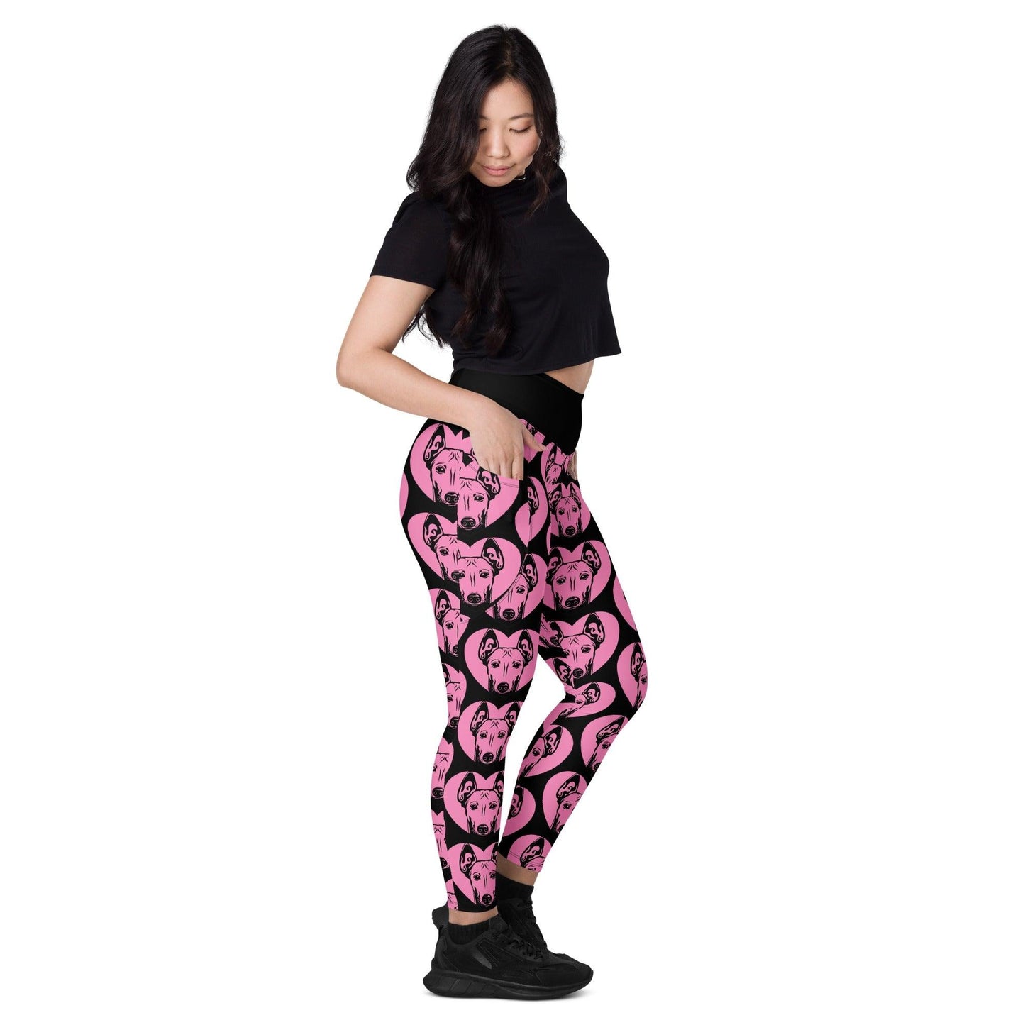 Dog breed leggings with pockets - CIRNECO DELL ETNA - HERTTAHOUND - pink