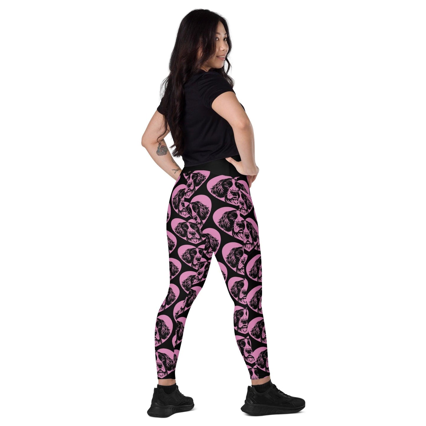 Dog breed leggings with pockets - ENGLISH SPRINGER SPANIEL - HERTTAHOUND - pink