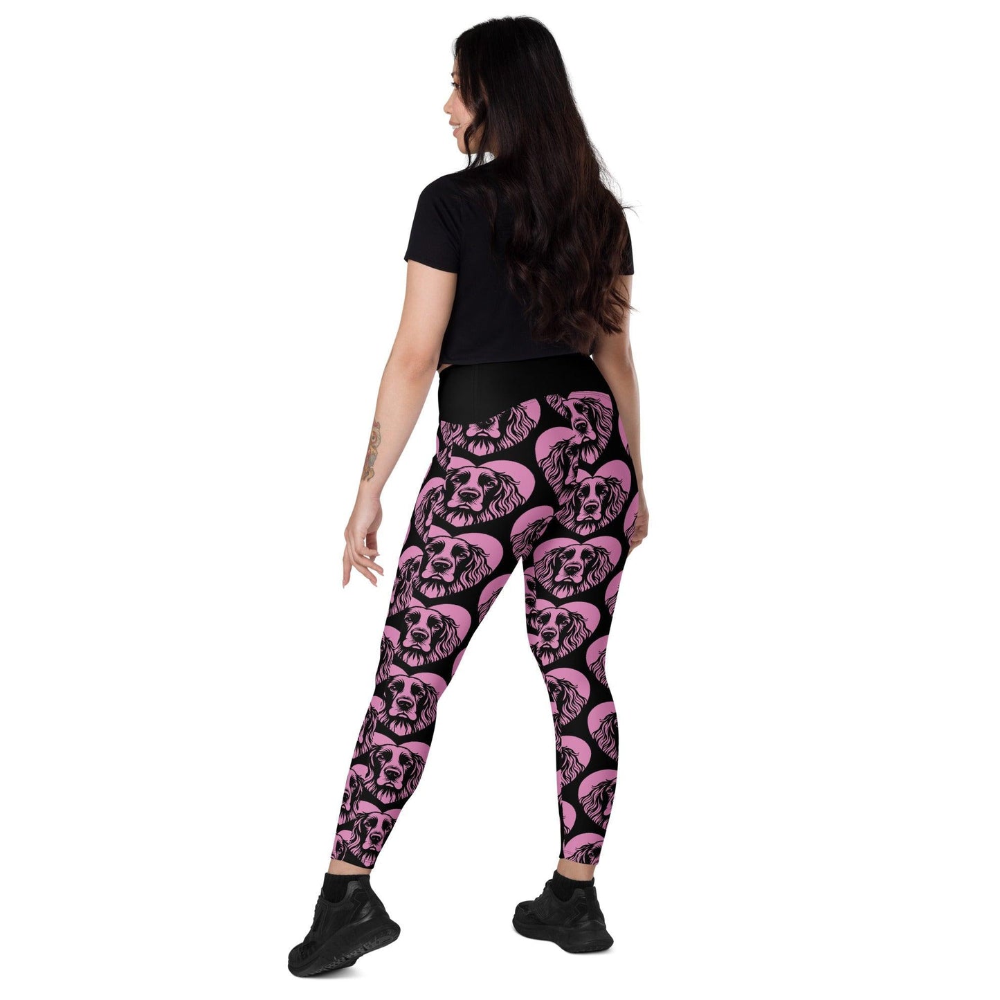 Dog breed leggings with pockets - FIELD SPANIEL - HERTTAHOUND - pink