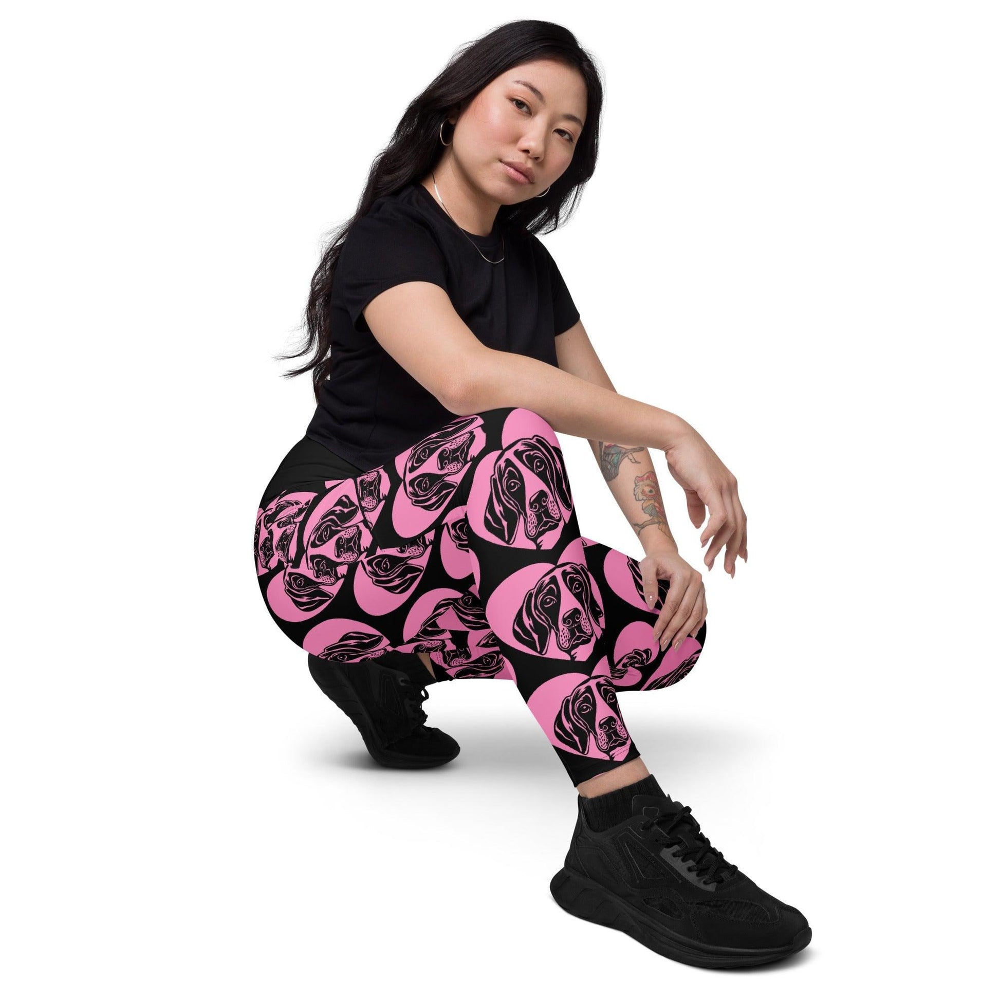 Dog breed leggings with pockets - FINNISH HOUND - HERTTAHOUND - pink 6XL