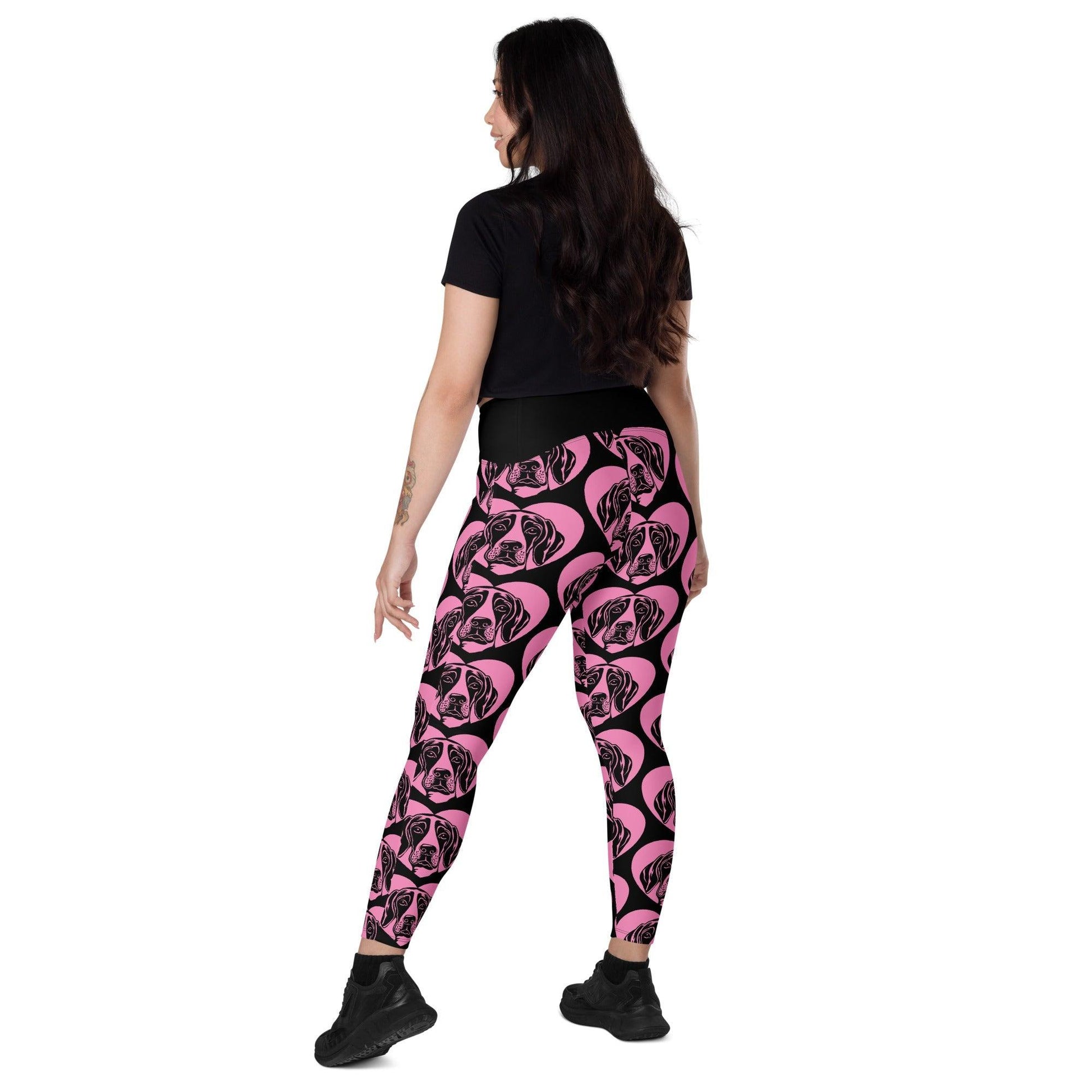 Dog breed leggings with pockets - FINNISH HOUND - HERTTAHOUND - pink