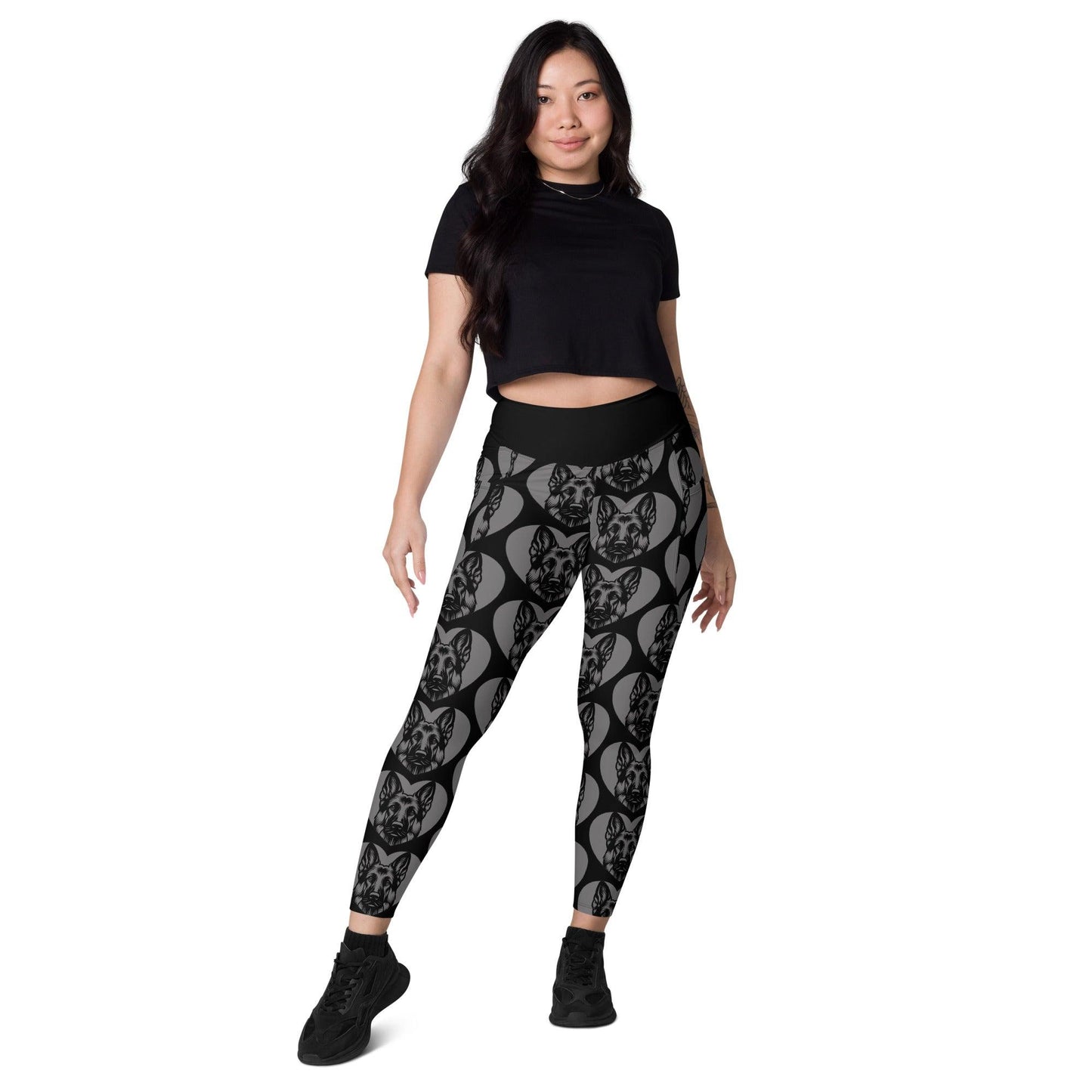 Dog breed leggings with pockets - GERMAN SHEPHERD - HERTTAHOUND - grey
