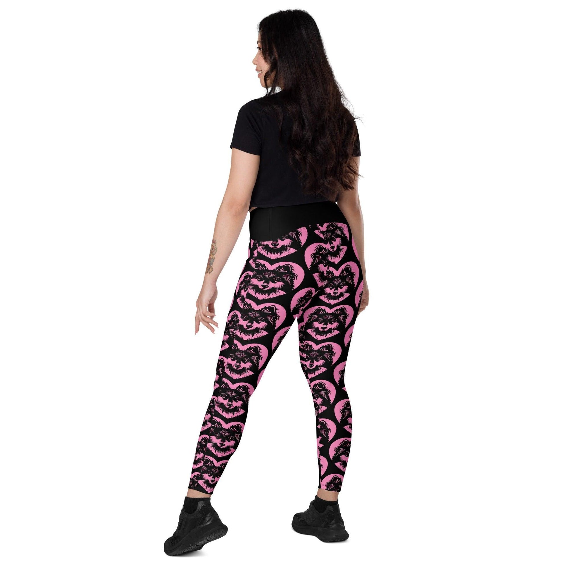 Dog breed leggings with pockets - GERMAN SPITZ / MITTELSPITZ - HERTTAHOUND - pink