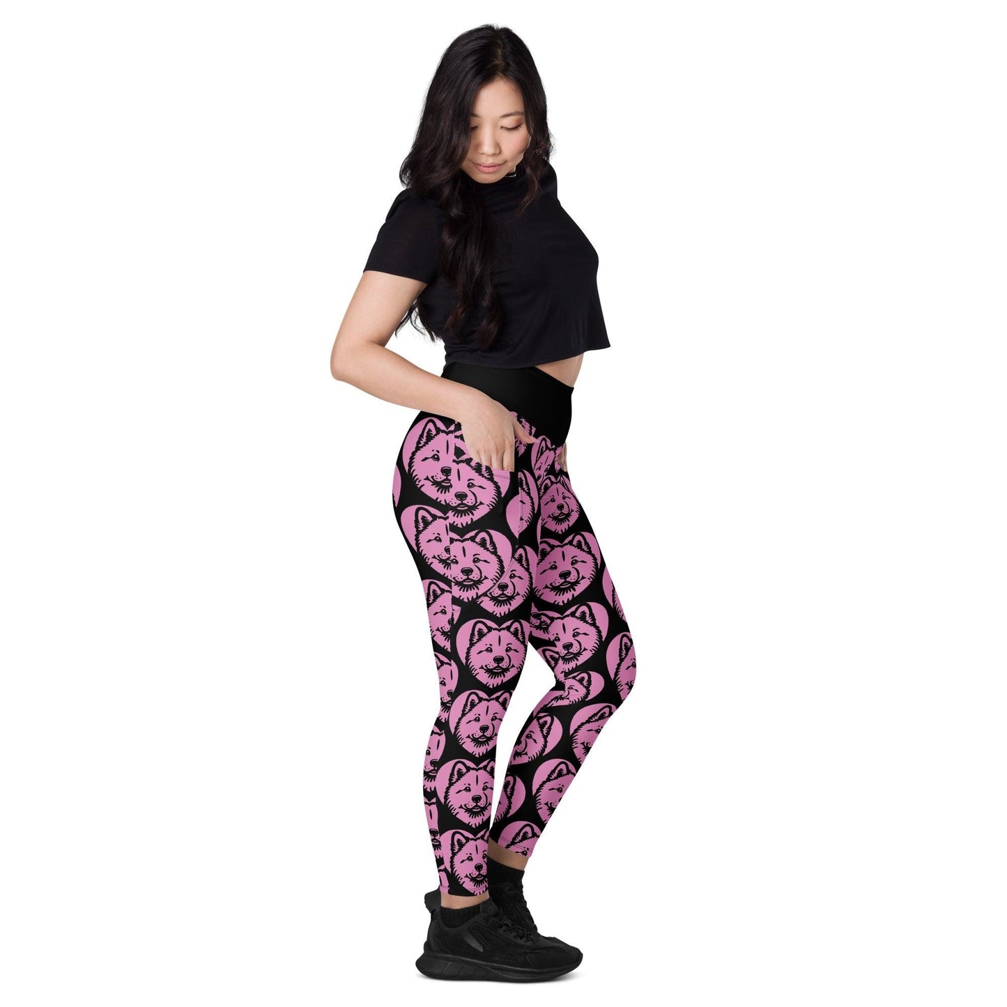 Dog breed leggings with pockets - HOKKAIDO - HERTTAHOUND - pink