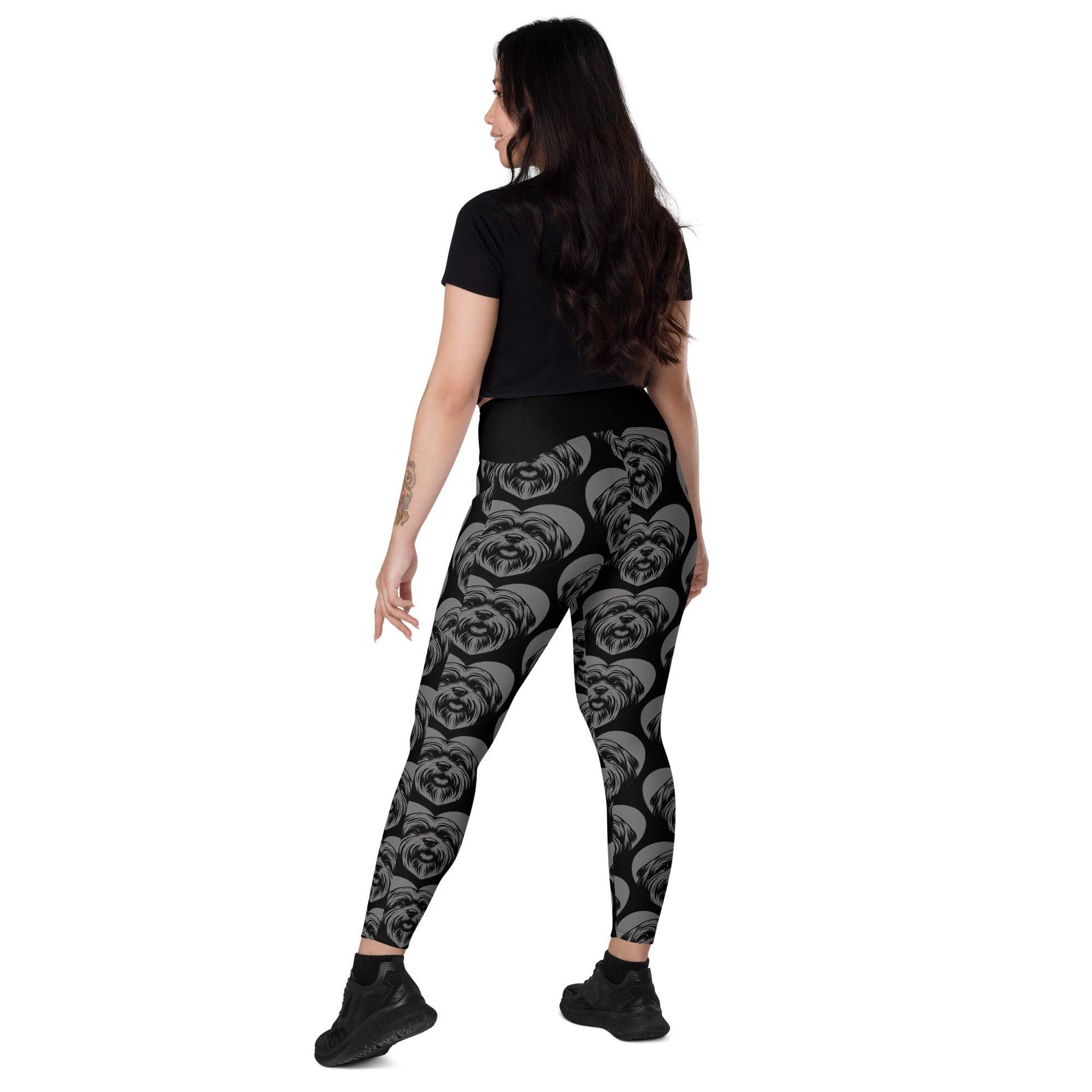 Dog breed leggings with pockets - LHASA APSO - HERTTAHOUND - grey