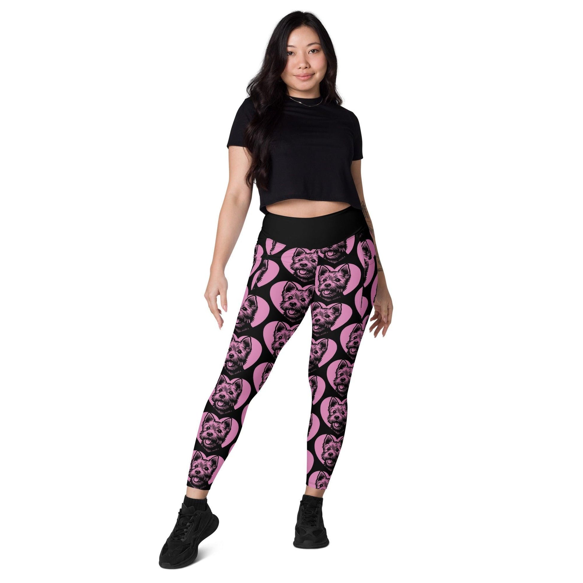 Dog breed leggings with pockets - NORFOLK TERRIER - HERTTAHOUND - pink