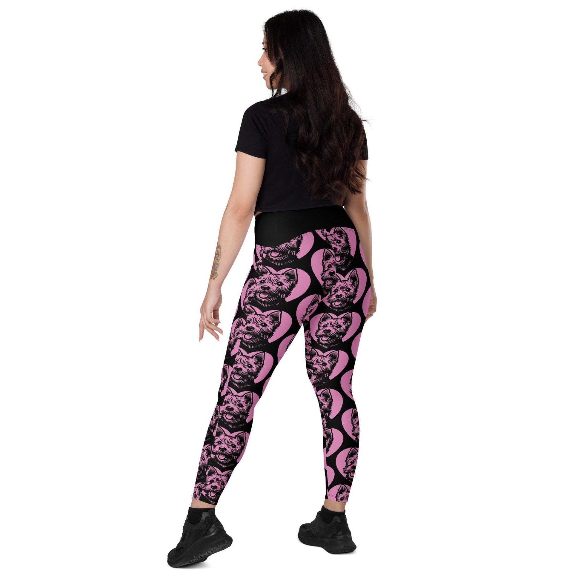 Dog breed leggings with pockets - NORFOLK TERRIER - HERTTAHOUND - pink
