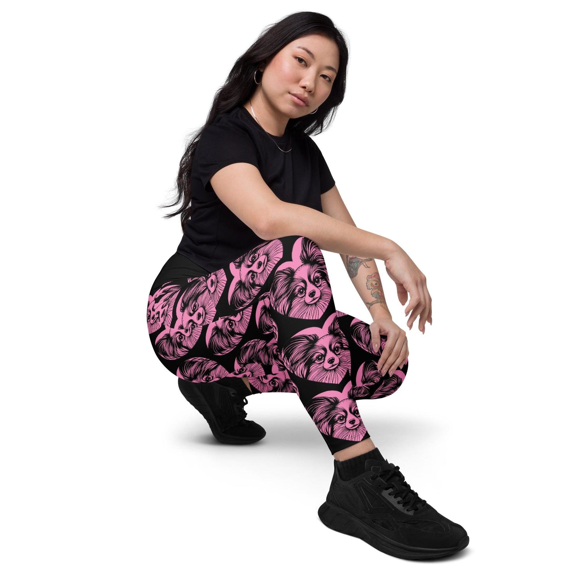Dog breed leggings with pockets - PAPILLON 2 - HERTTAHOUND - pink 6XL