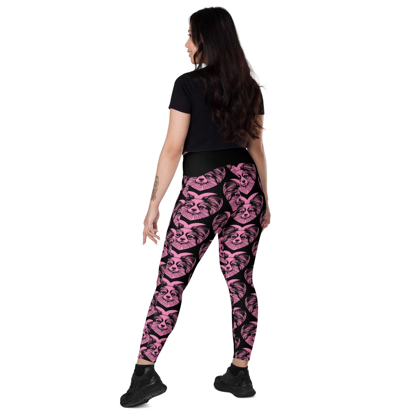 Dog breed leggings with pockets - PAPILLON 2 - HERTTAHOUND - pink