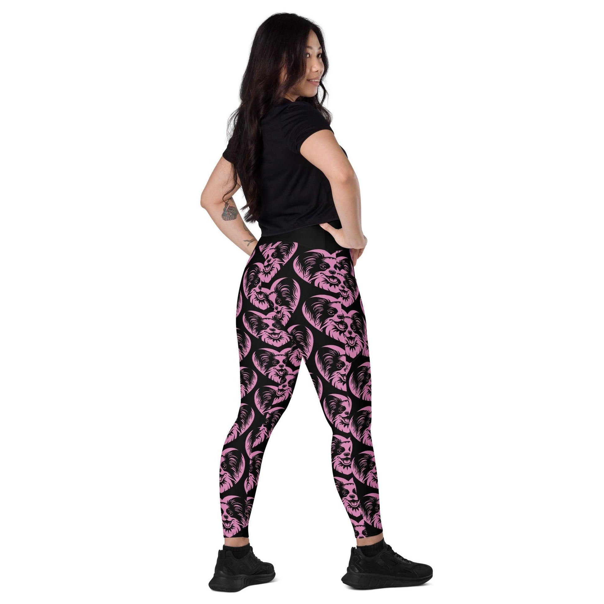 Dog breed leggings with pockets - PAPILLON - HERTTAHOUND - pink