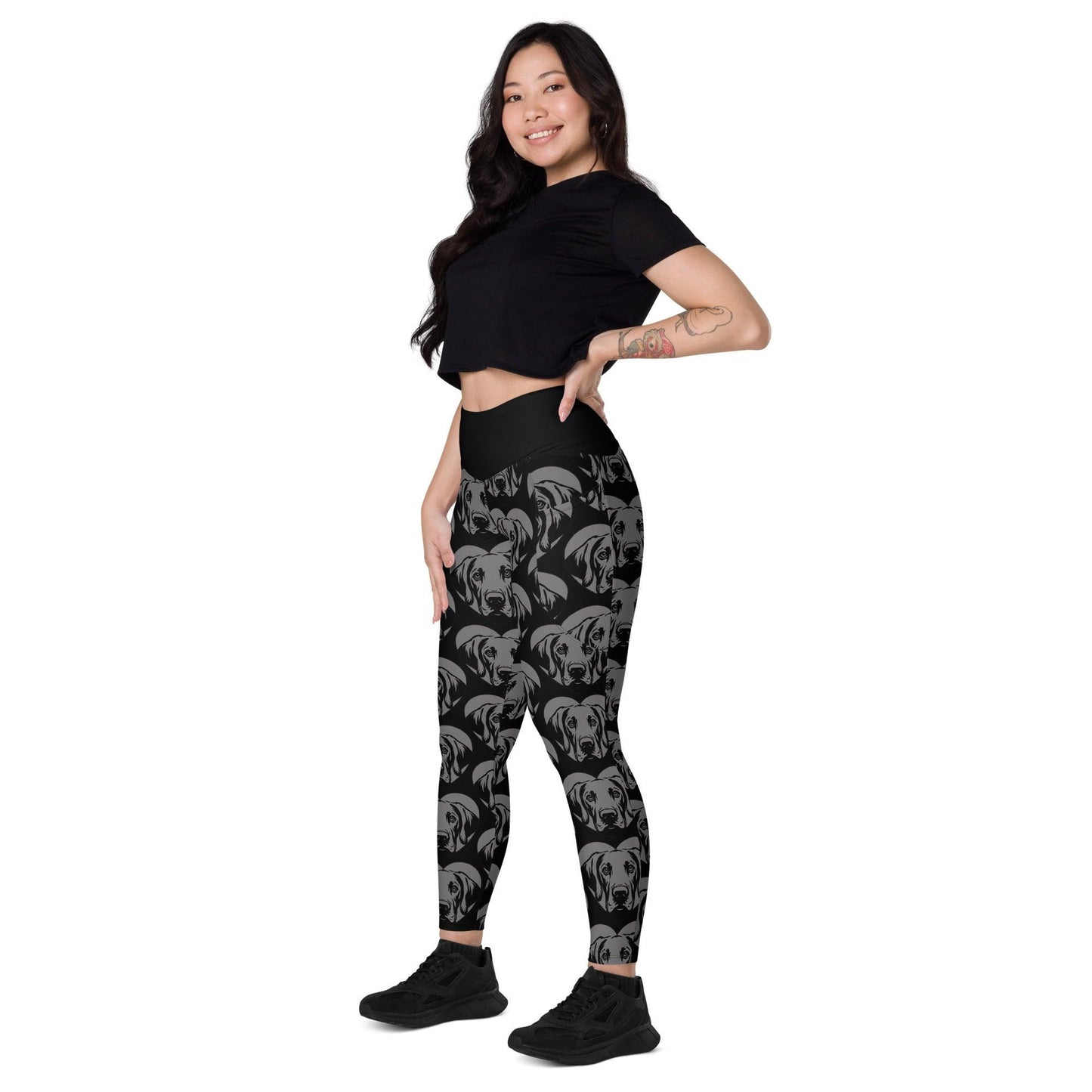 Dog breed leggings with pockets - POINTER - HERTTAHOUND - grey