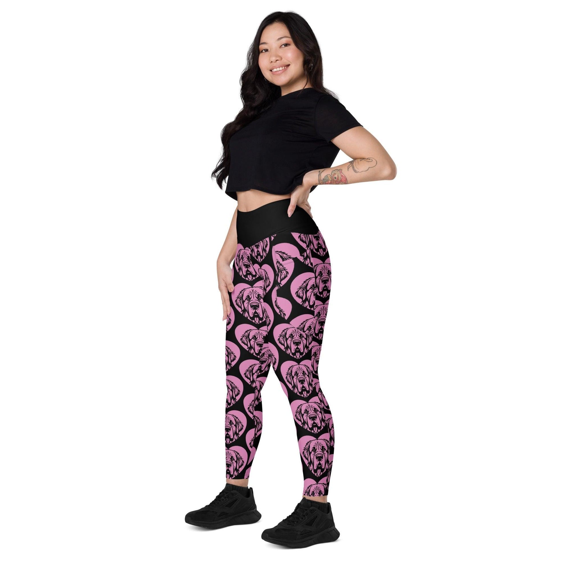 Dog breed leggings with pockets - PYRENEAN MASTIFF - HERTTAHOUND - pink