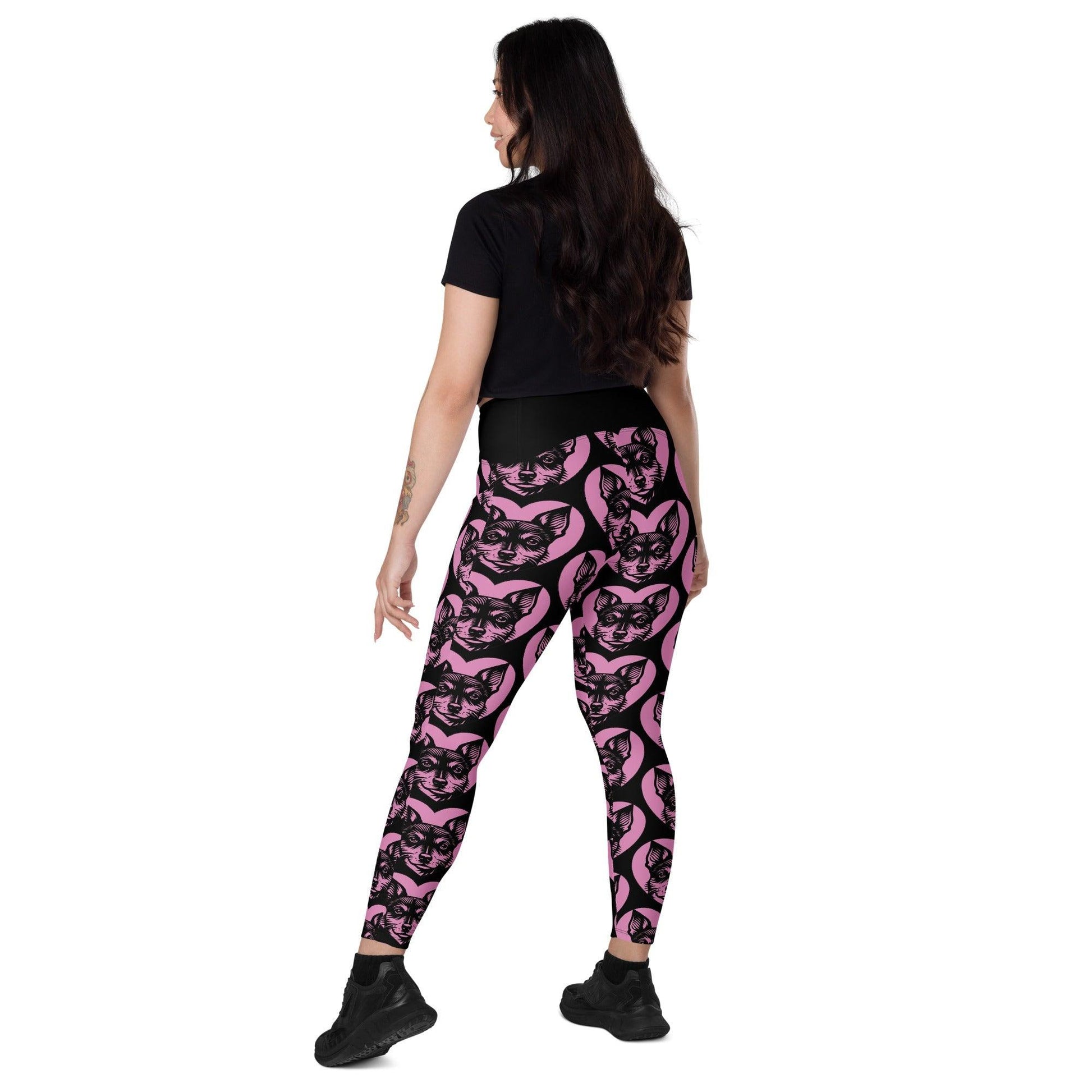 Dog breed leggings with pockets - RAT TERRIER - HERTTAHOUND - pink