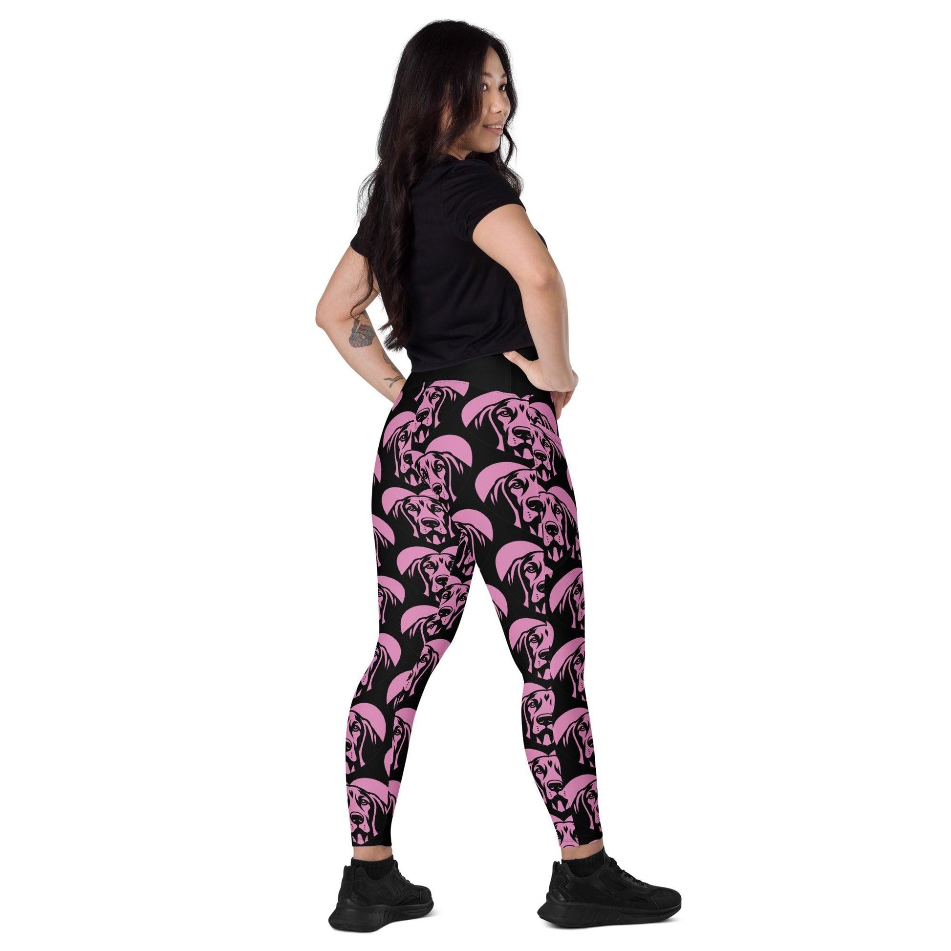 Dog breed leggings with pockets - REDBONE COONHOUND - HERTTAHOUND - pink