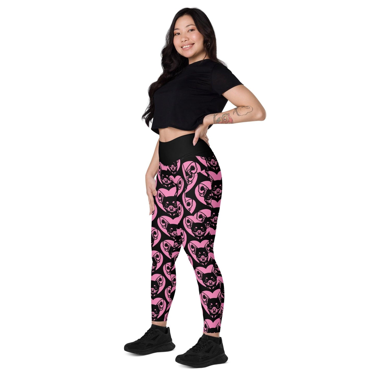 Dog breed leggings with pockets - RUSSIAN TOY 2 - HERTTAHOUND - pink