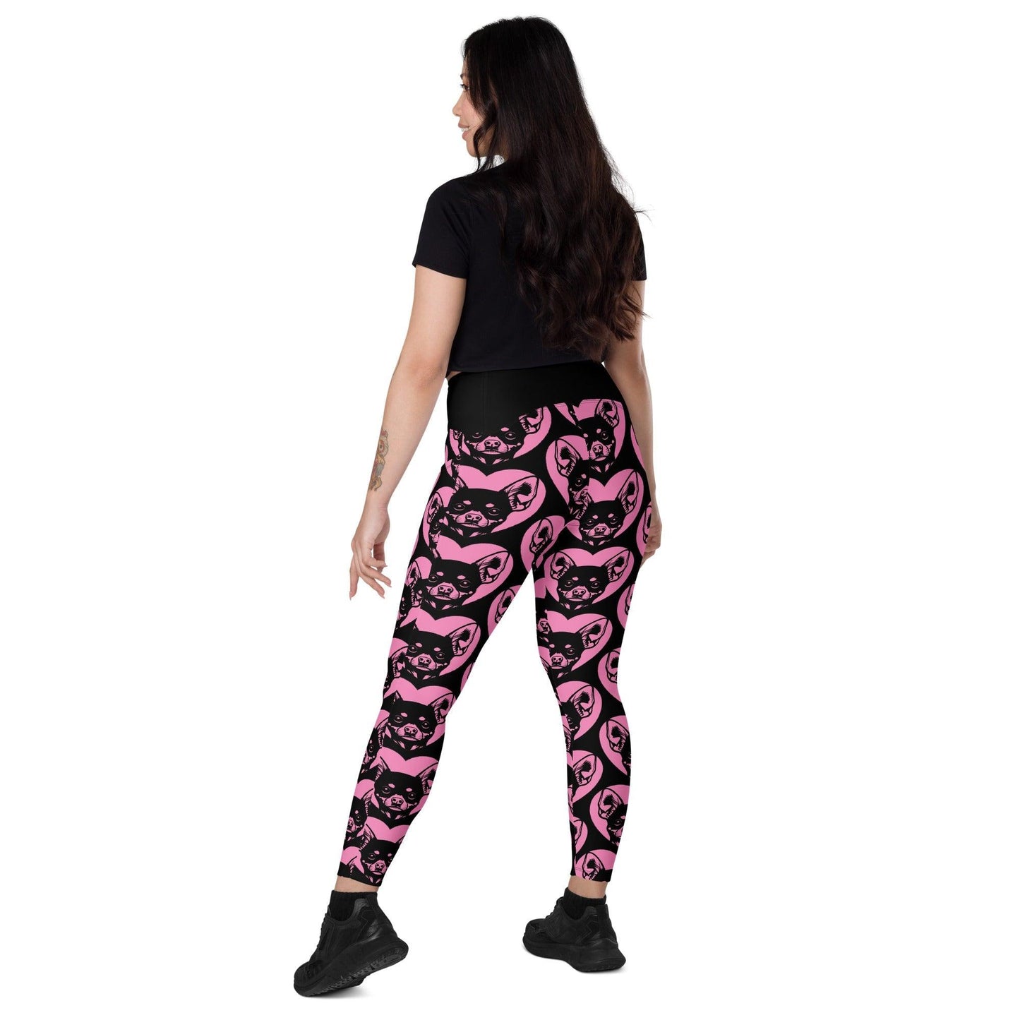 Dog breed leggings with pockets - RUSSIAN TOY 2 - HERTTAHOUND - pink