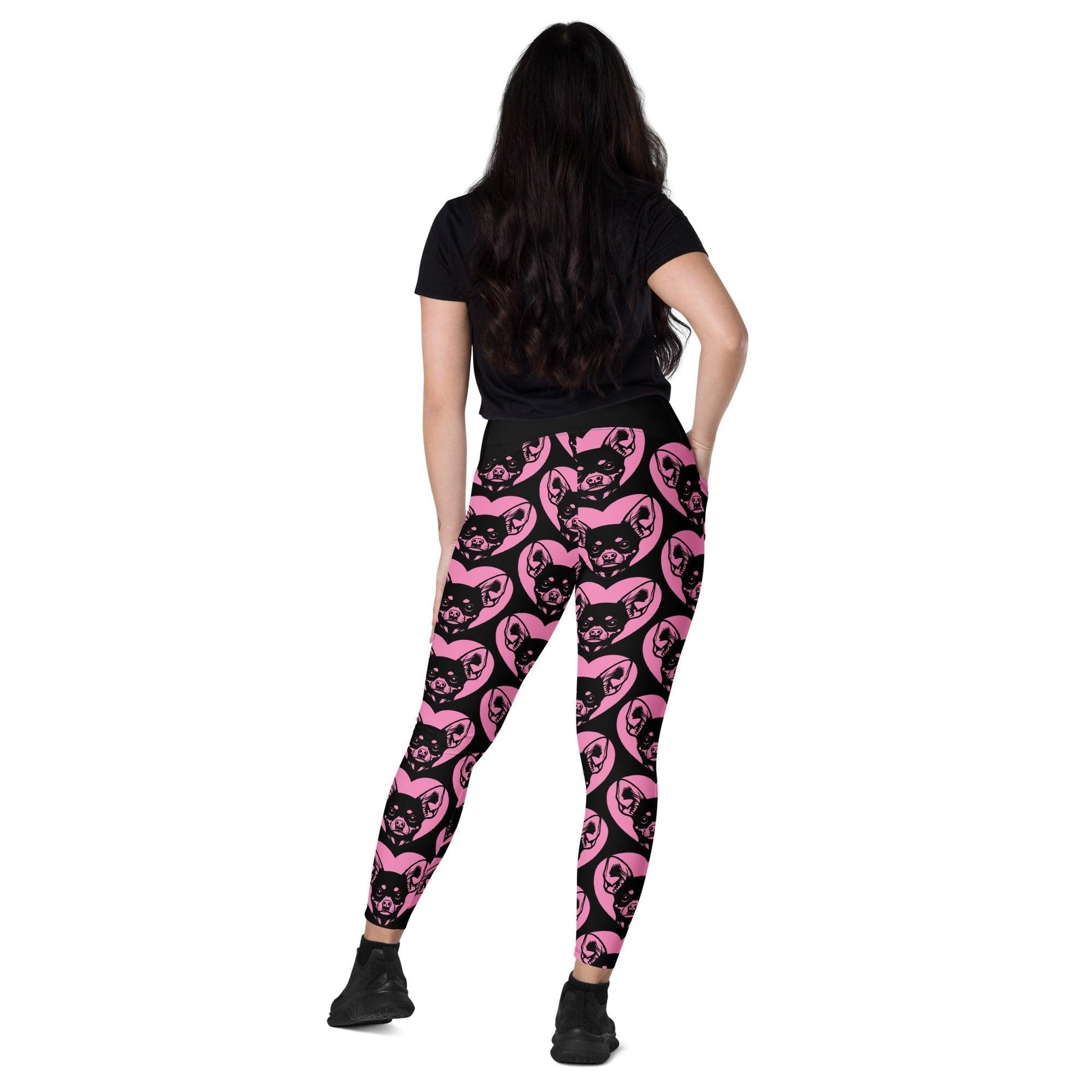Dog breed leggings with pockets - RUSSIAN TOY 2 - HERTTAHOUND - pink