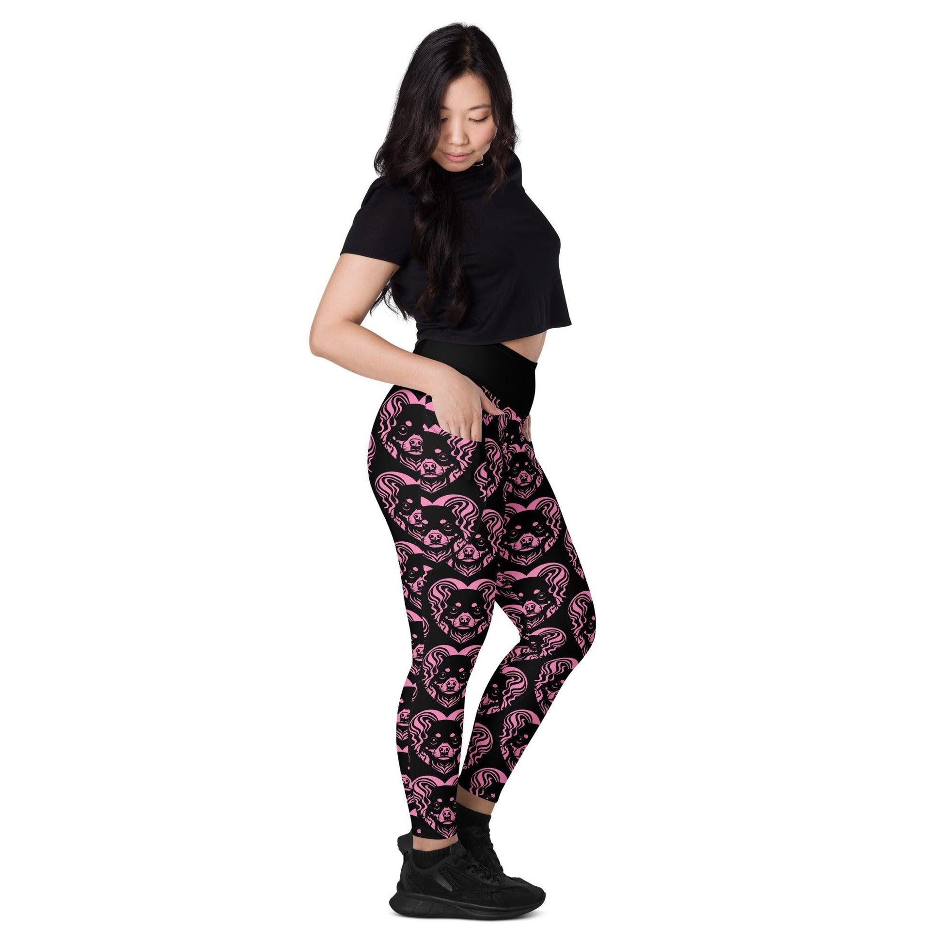 Dog breed leggings with pockets - RUSSIAN TOY - HERTTAHOUND - pink