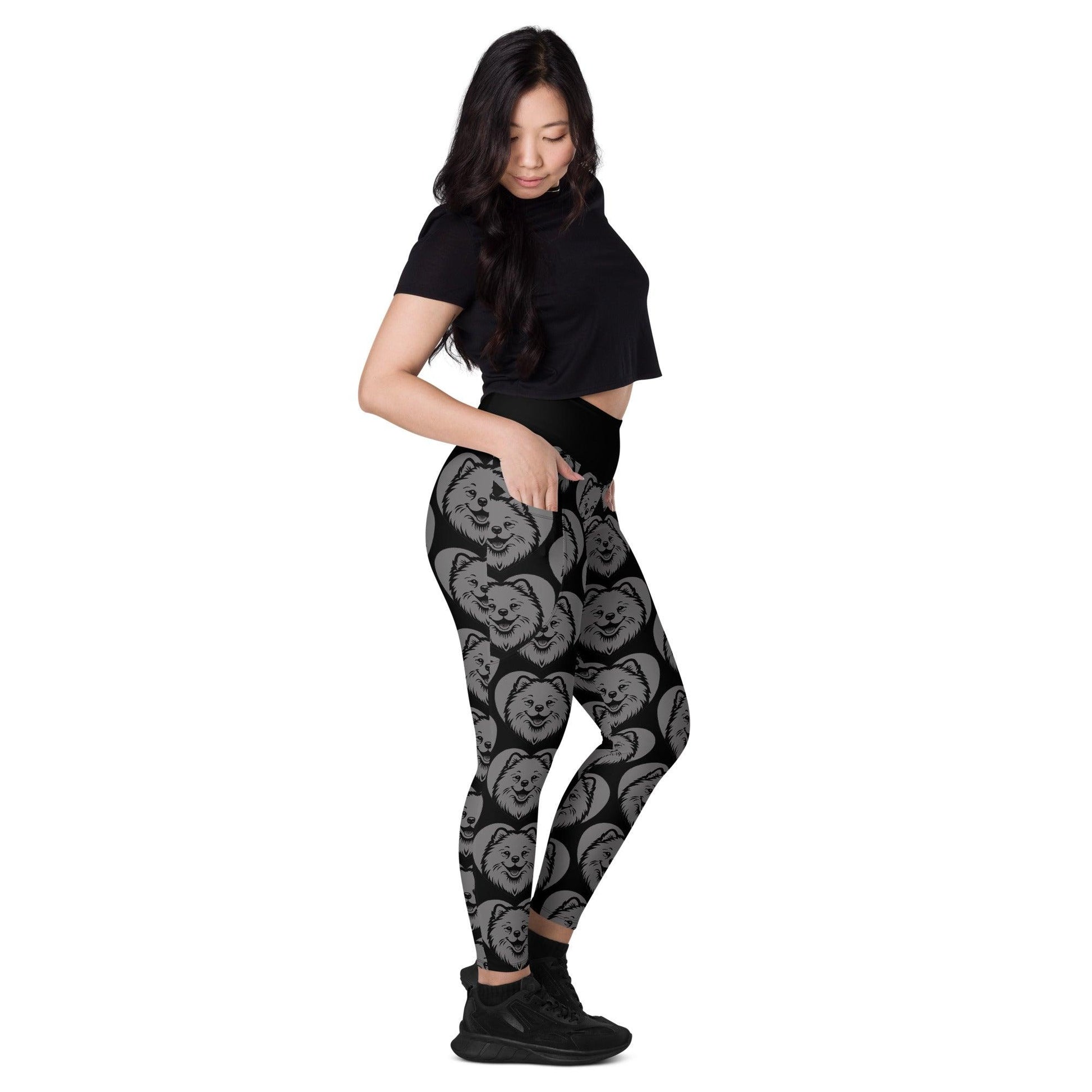 Dog breed leggings with pockets - SAMOYED - HERTTAHOUND - grey
