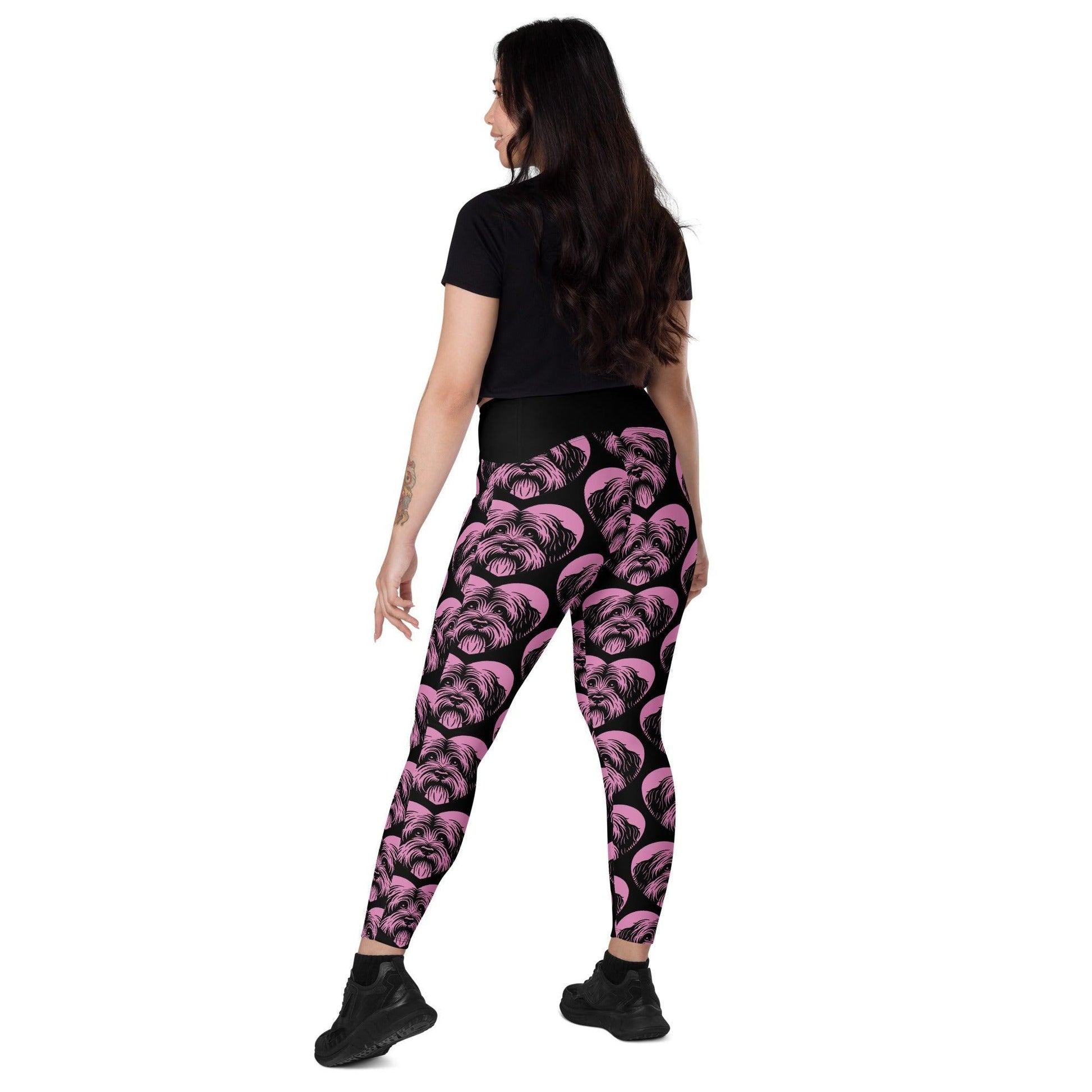Dog breed leggings with pockets - SCHAPENDOES - HERTTAHOUND - pink