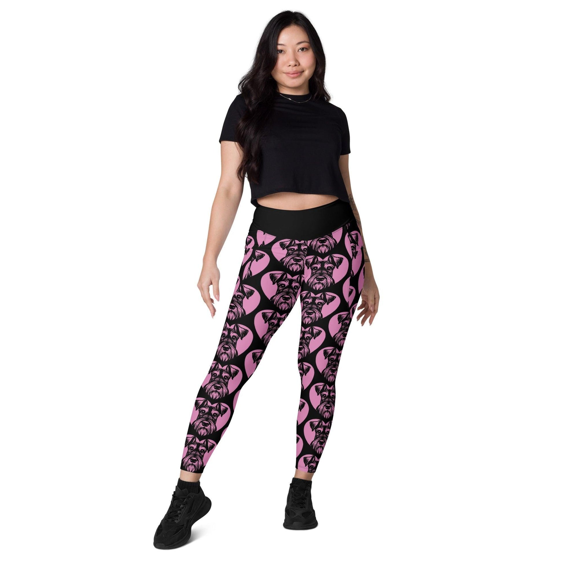 DOG BREED LEGGINGS with pockets - SCHNAUZER GIANT - HERTTAHOUND - pink