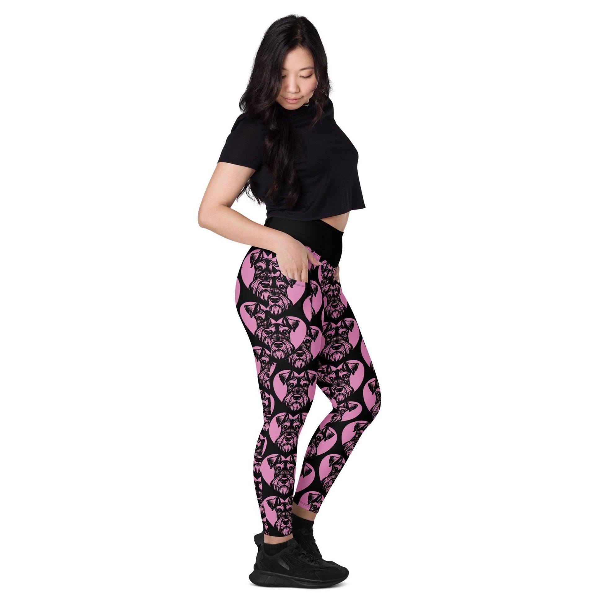 DOG BREED LEGGINGS with pockets - SCHNAUZER GIANT - HERTTAHOUND - pink