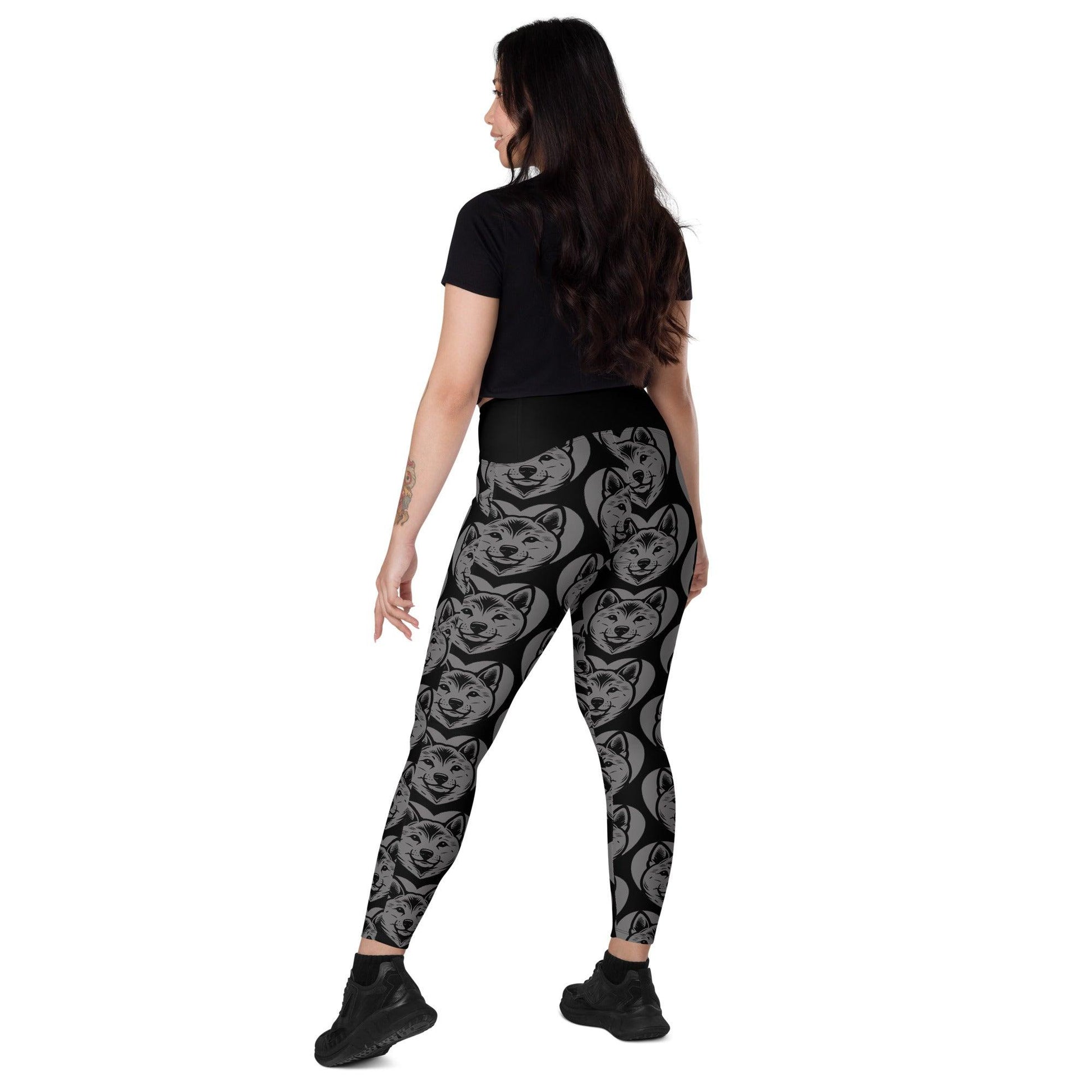 DOG BREED LEGGINGS with pockets - SHIBA INU - HERTTAHOUND - grey